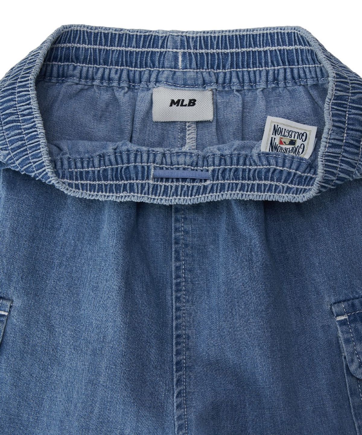 엠엘비 키즈(MLB KIDS) 스트릿 베이직 스트라이프 데님 티셔츠세트(여아) NY (L.Blue)