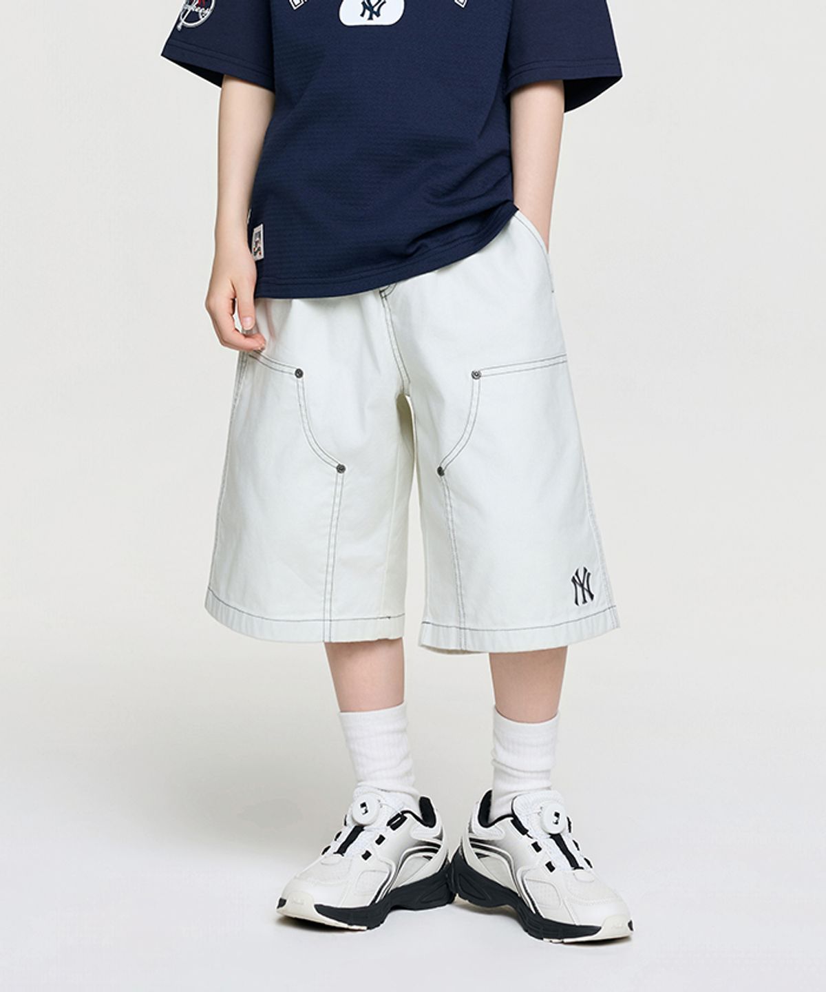 엠엘비 키즈(MLB KIDS) 스트릿 버뮤다 6부 팬츠 NY (Cream)