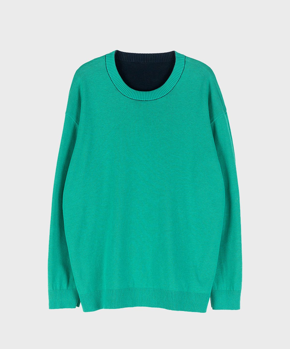 프레프(PREF) NAVY REVERSIBLE COTTON SWEATER