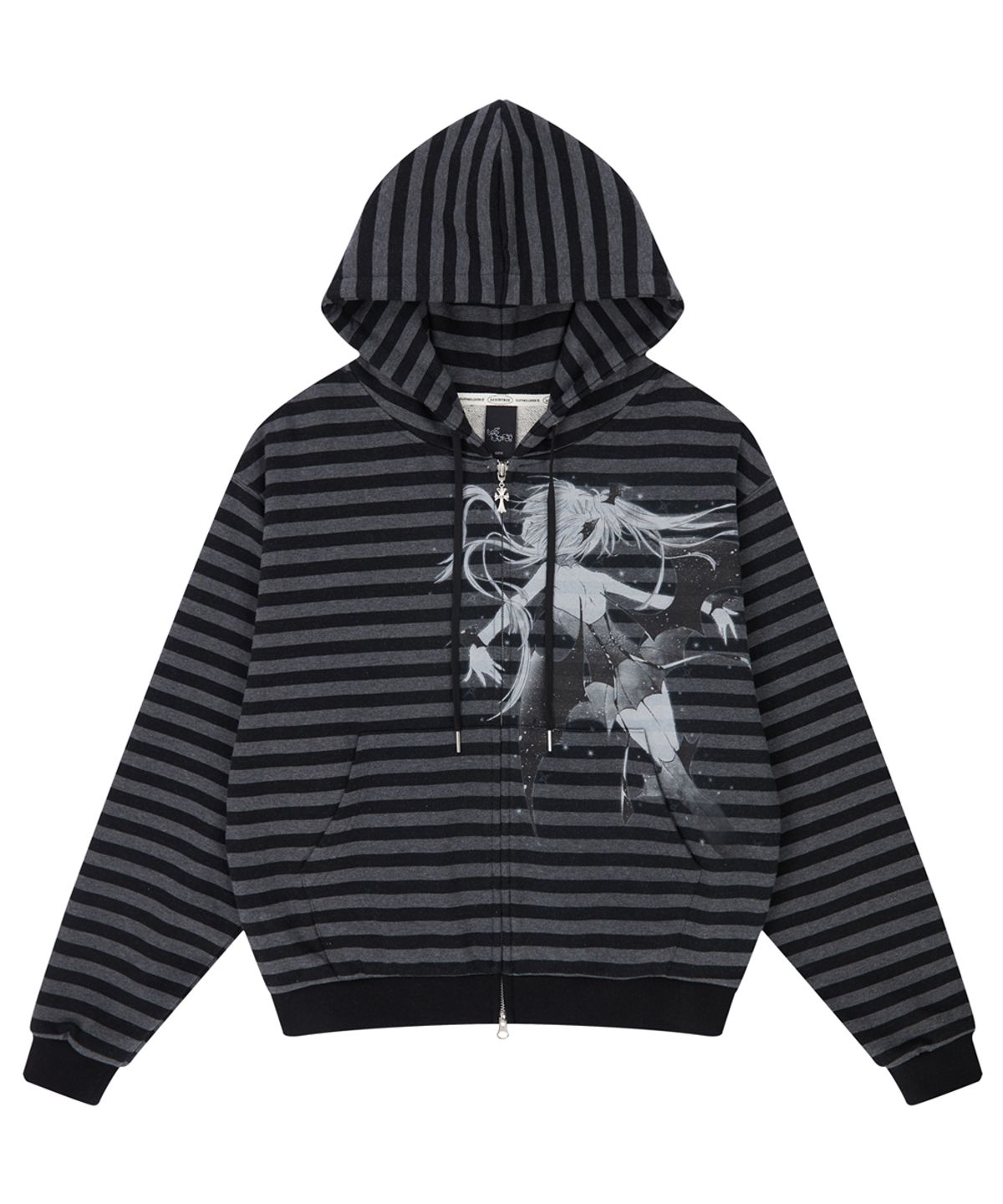 러브이즈트루(LUVISTRUE) SHUGO CHARA! STRIPE HOOD ZIPUP(BLACK)