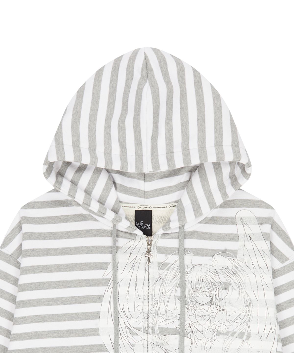 러브이즈트루(LUVISTRUE) SHUGO CHARA! STRIPE HOOD ZIPUP(GRAY)