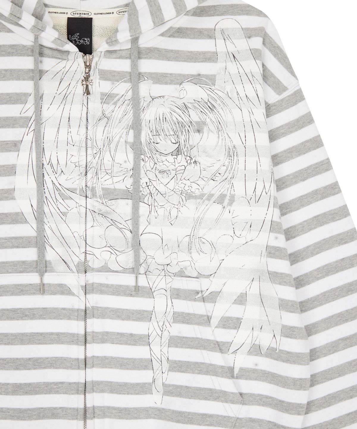러브이즈트루(LUVISTRUE) SHUGO CHARA! STRIPE HOOD ZIPUP(GRAY)