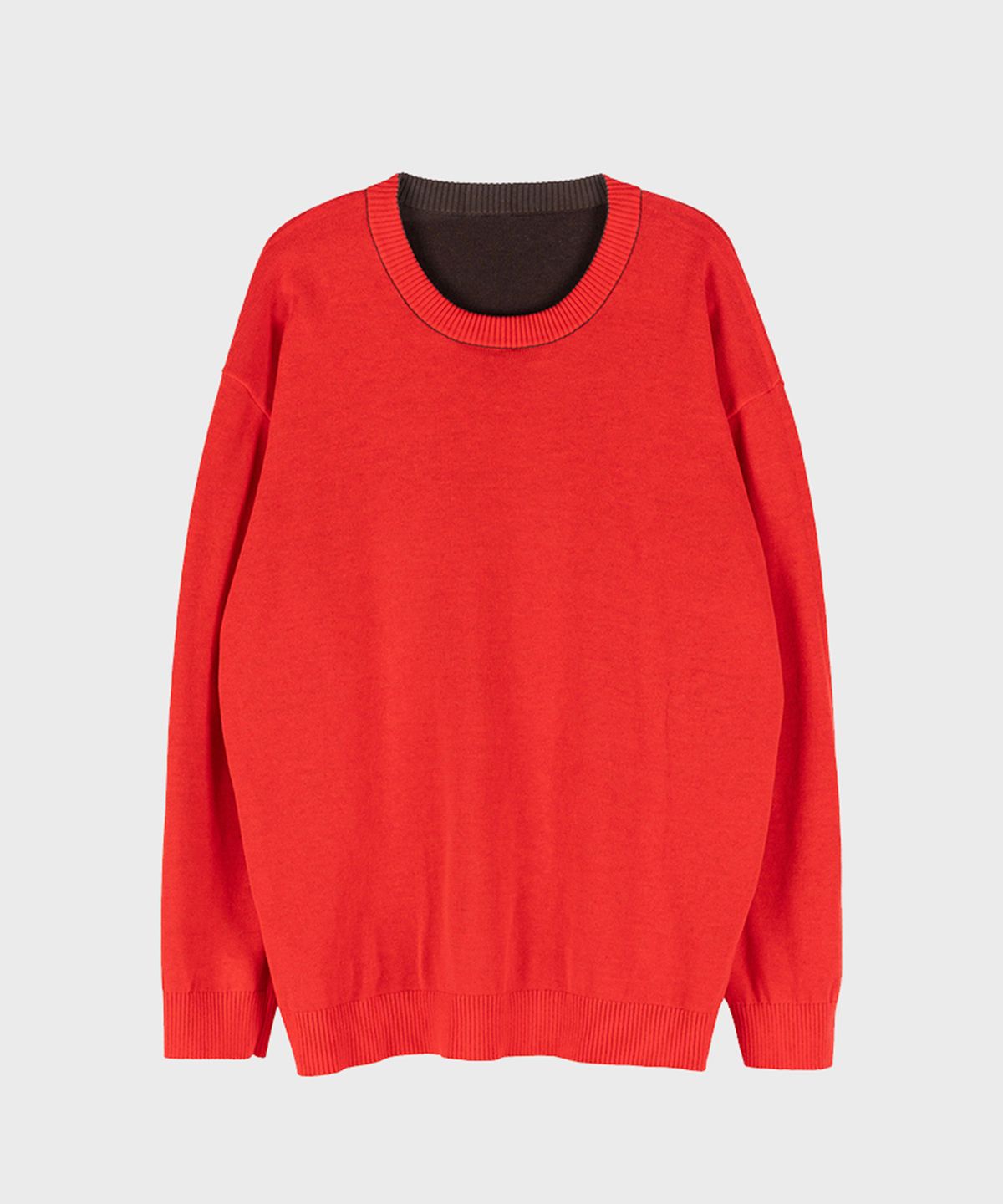 프레프(PREF) BROWN REVERSIBLE COTTON SWEATER