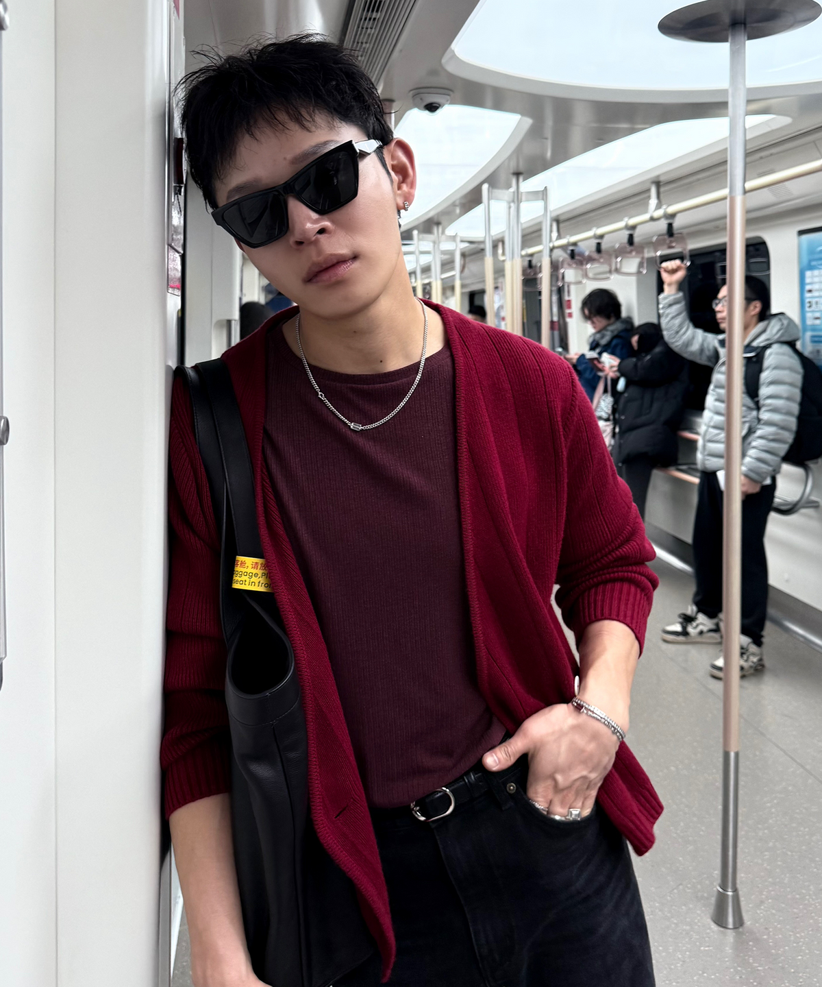 무라(MURRA) 더블 브레스티드 가디건 _ 레드