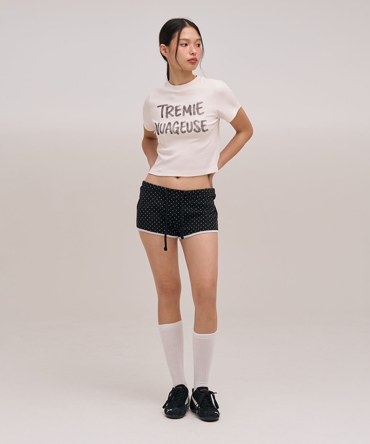 졸리앙볼(JOLIEENVOL) SLIM FIT  SHORT SLEEVE (CREAM)