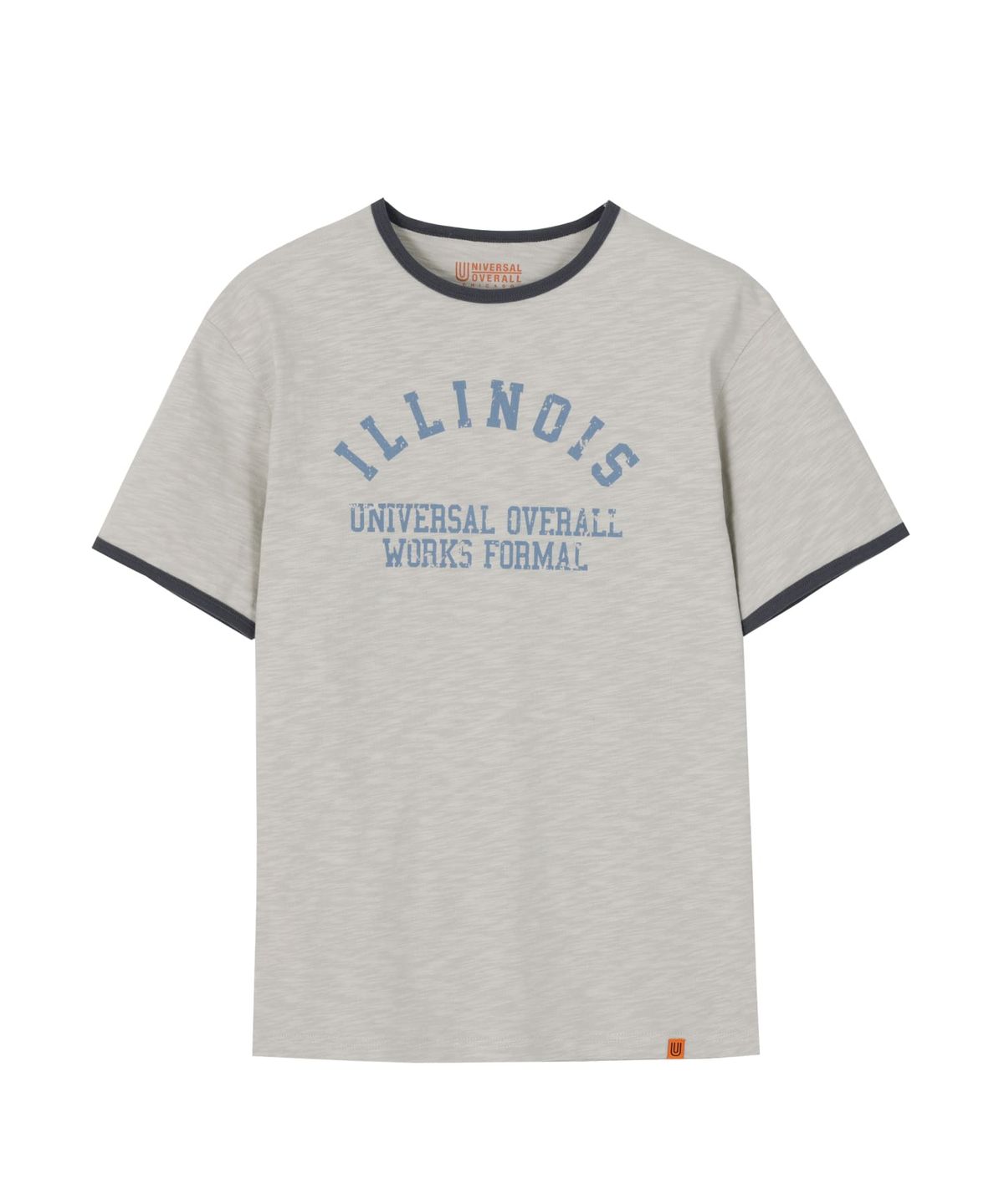 유니버셜 오버롤(UNIVERSAL OVERALL) ILLINOIS SLUB RINGER T-SHIRT LIGHT GREY