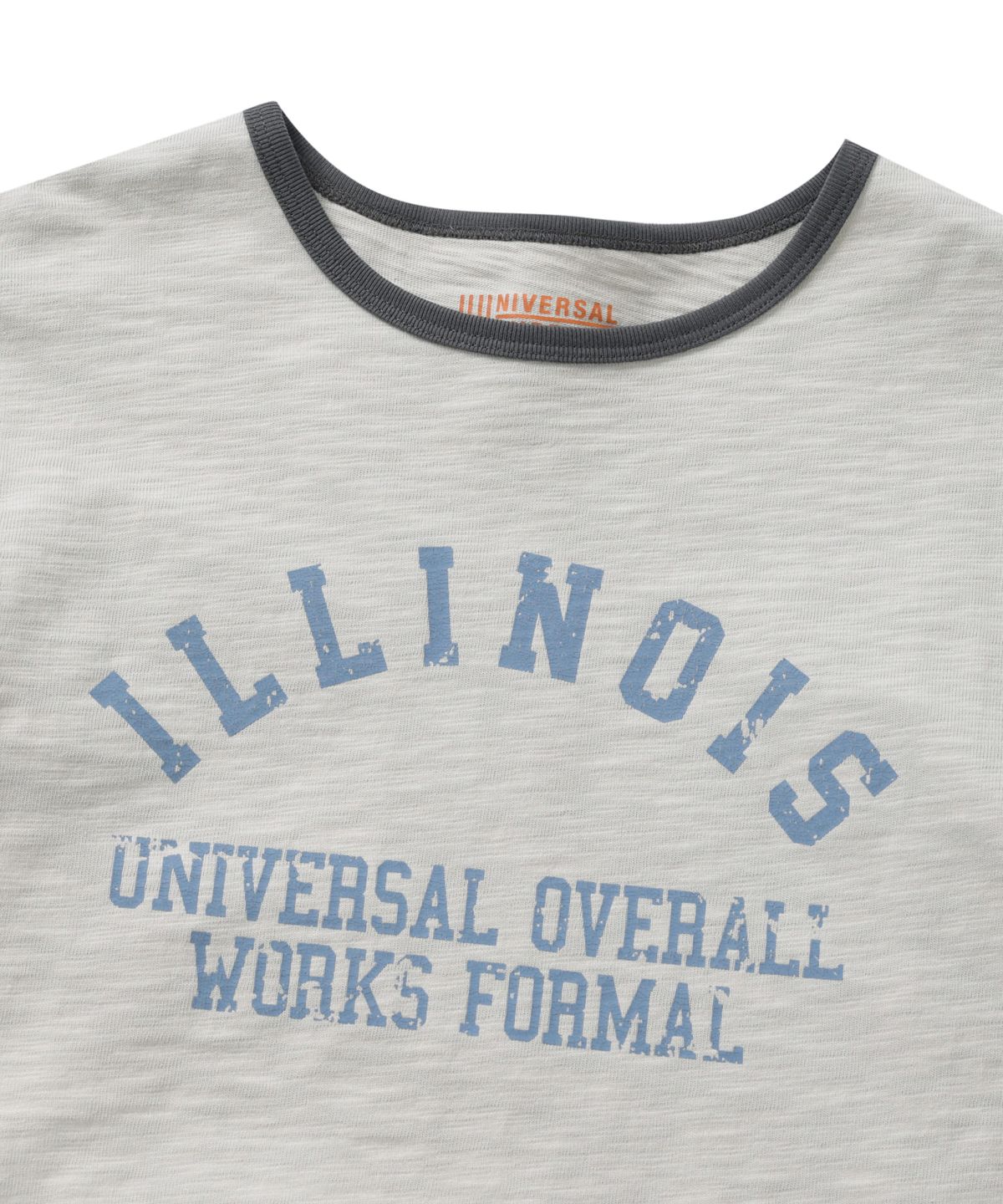 유니버셜 오버롤(UNIVERSAL OVERALL) ILLINOIS SLUB RINGER T-SHIRT LIGHT GREY