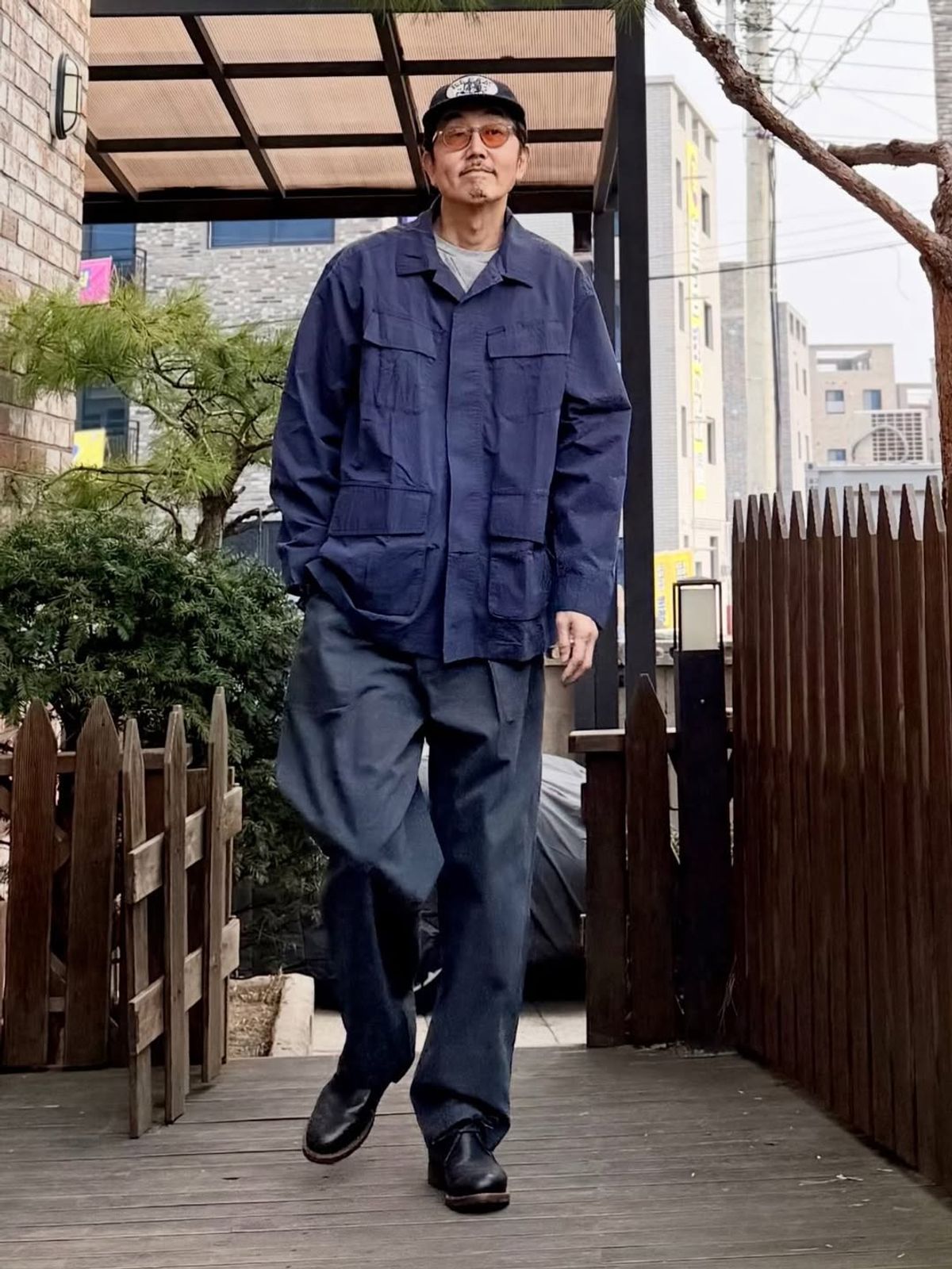 유니버셜 오버롤(UNIVERSAL OVERALL) UO GARMENT FATIGUE JACKET NAVY