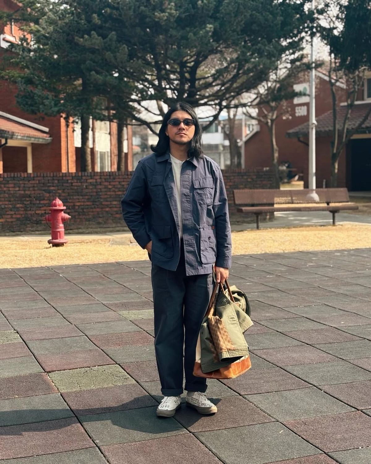 유니버셜 오버롤(UNIVERSAL OVERALL) UO GARMENT FATIGUE JACKET NAVY