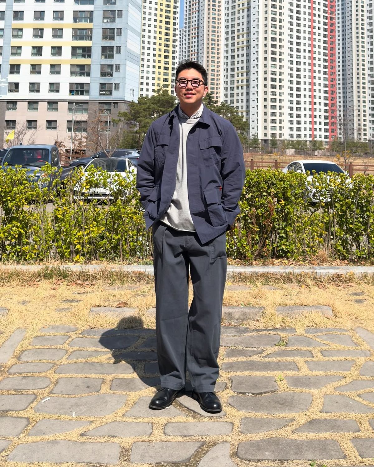 유니버셜 오버롤(UNIVERSAL OVERALL) UO GARMENT FATIGUE JACKET NAVY