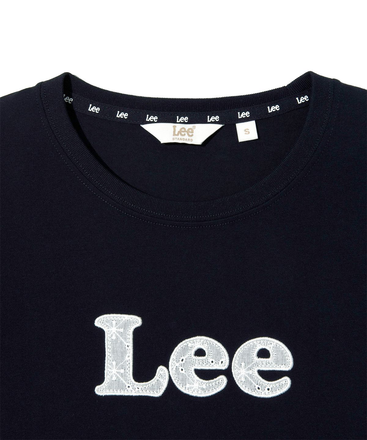 리(LEE) 우먼 레이스 아플리케 티셔츠 네이비