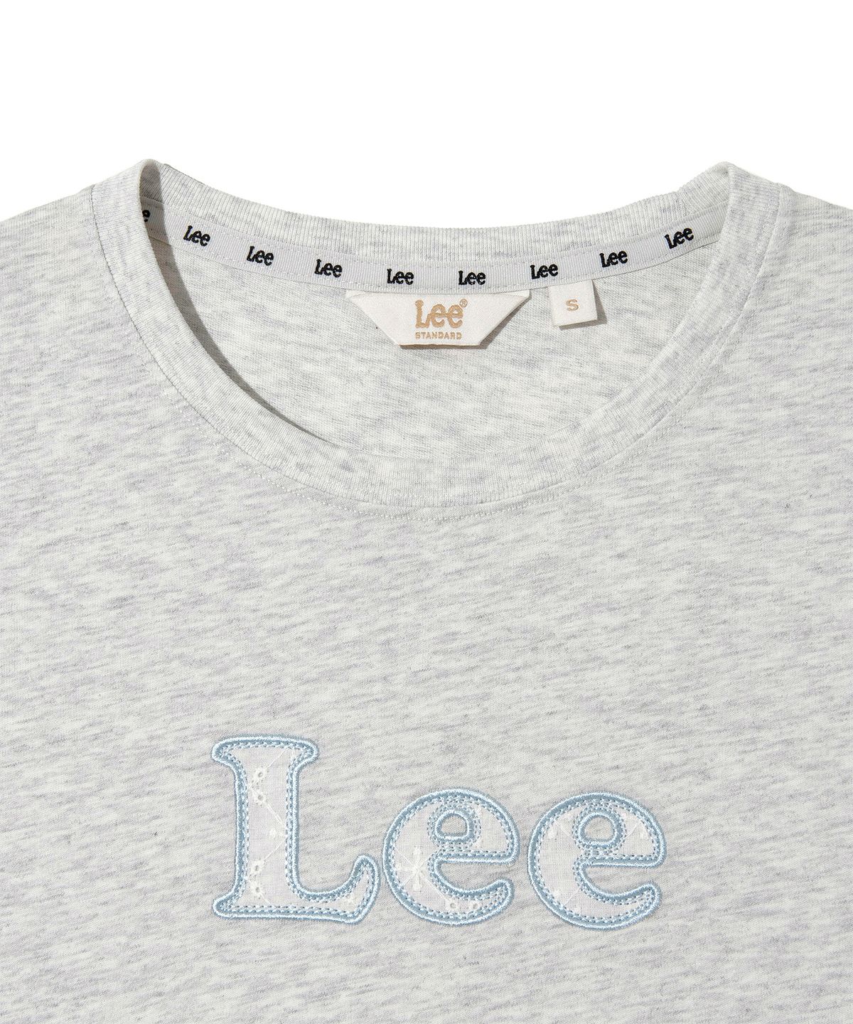 리(LEE) 우먼 레이스 아플리케 티셔츠 라이트그레이