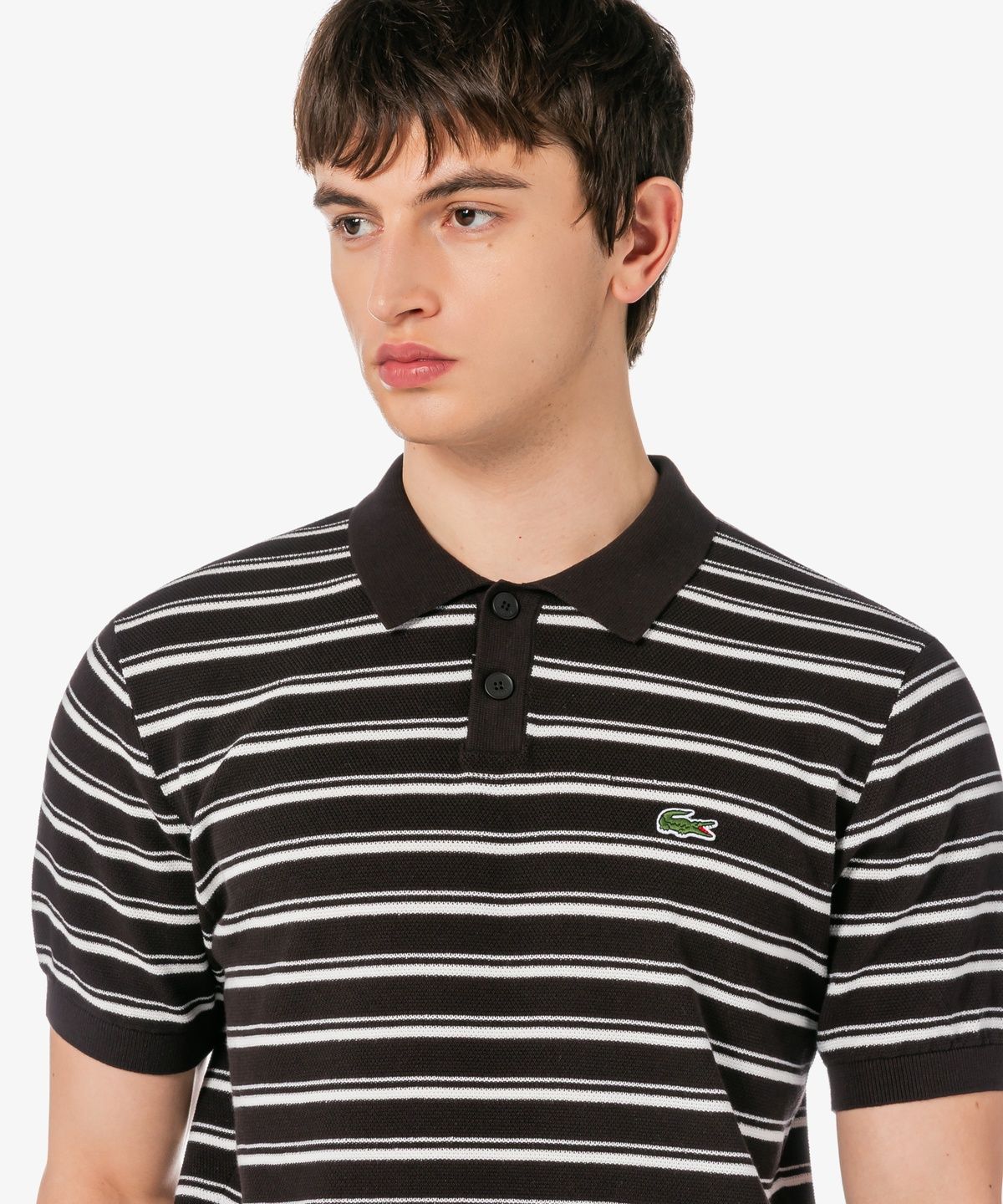라코스테(LACOSTE) 남성 멀티 스트라이프 부클 믹스 반팔 스웨터 폴로 셔츠 PH578E-56G 3LA