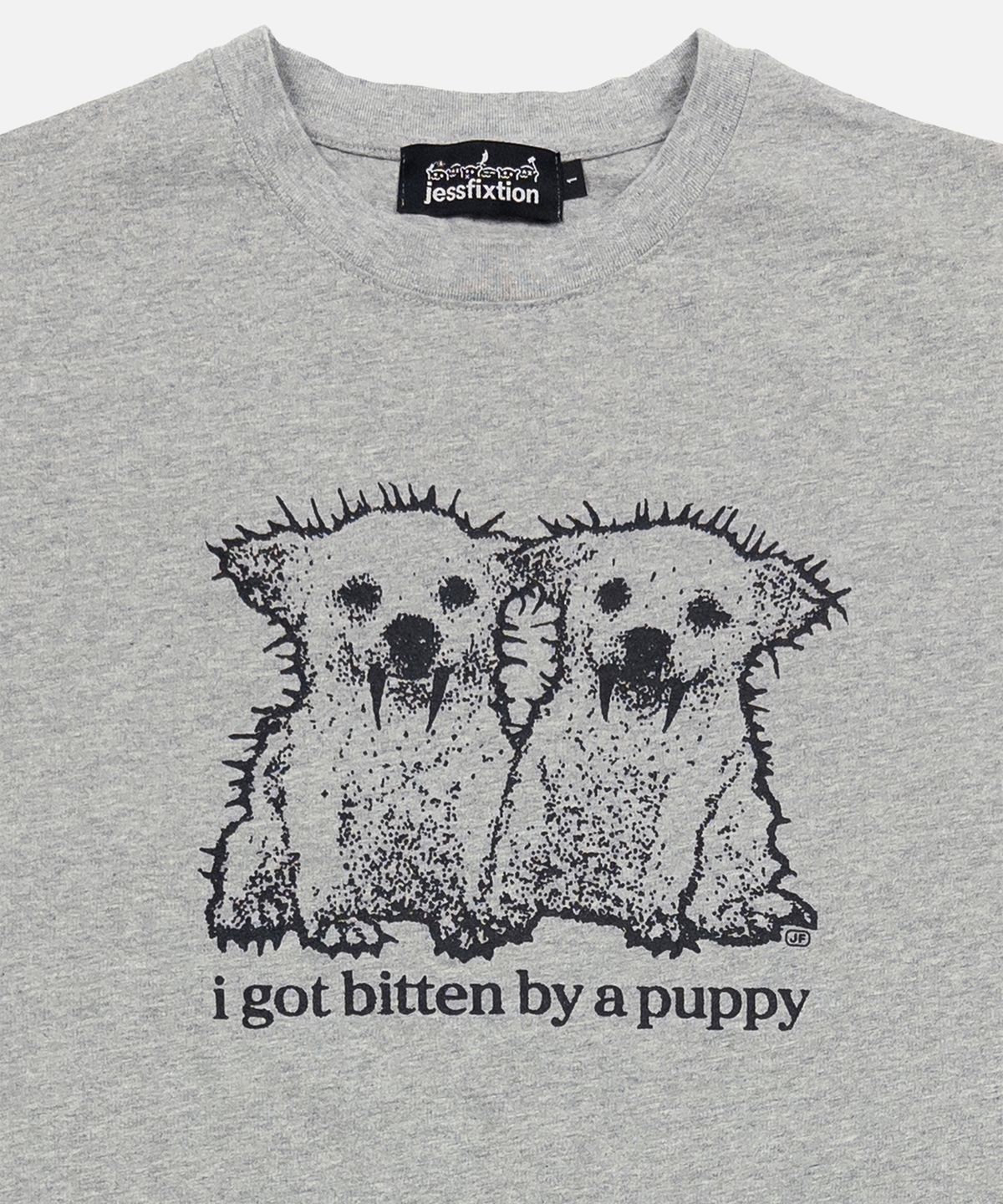 제스픽션(JESSFIXTION) I GOT BITTEN BY A PUPPY TEE (GREY)