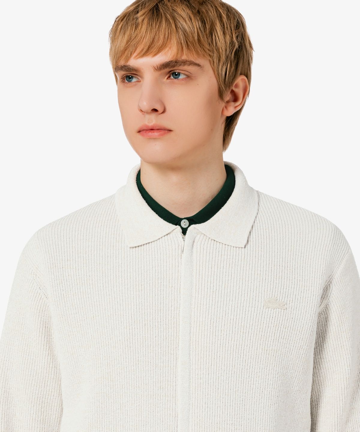 라코스테(LACOSTE) 남성 립조직 카라 집업 가디건 AH403E-56G S7G