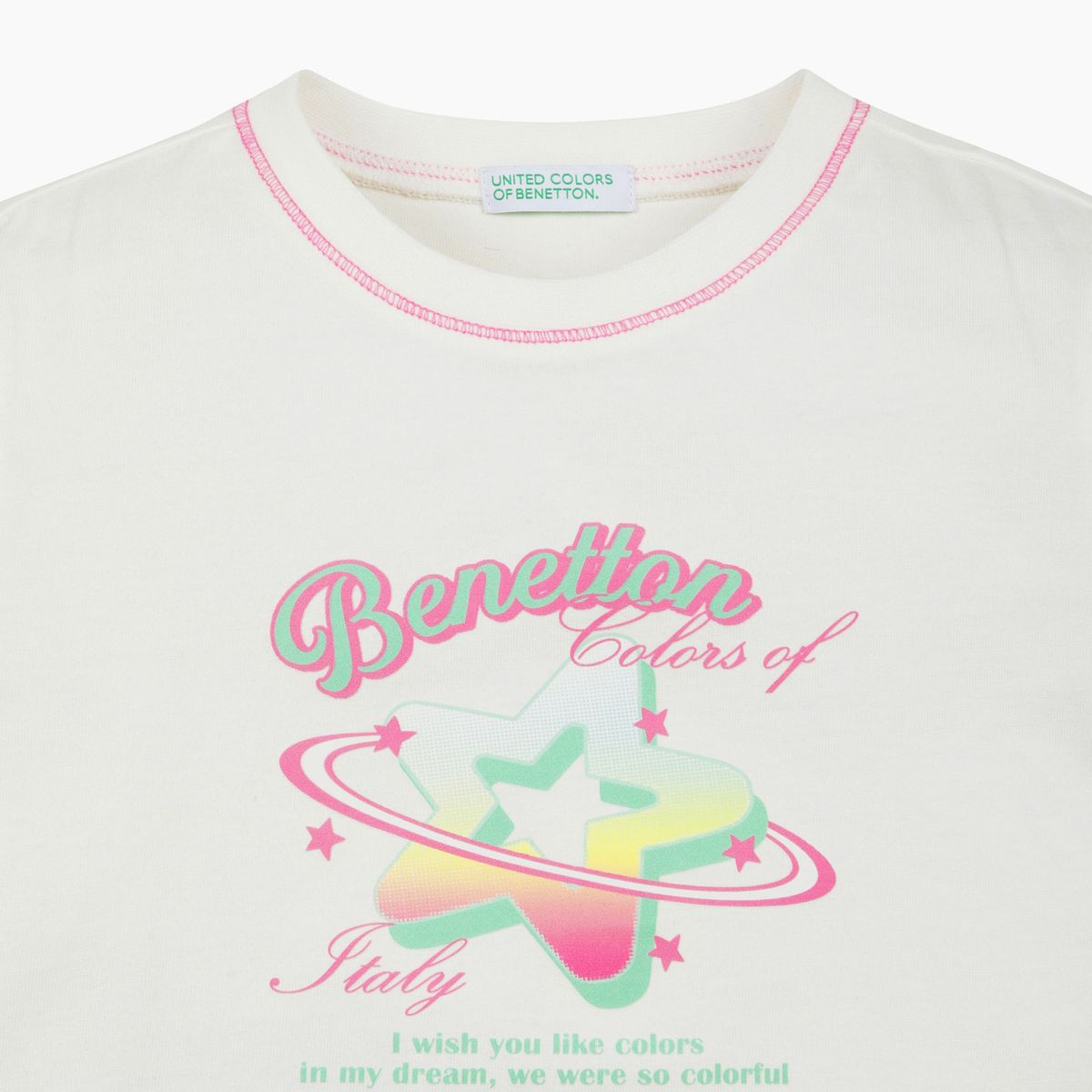 베네통키즈(BENETTONKIDS) [Online Exclusive] 샤이닝 스타 크롭 티셔츠_QATS23631IV