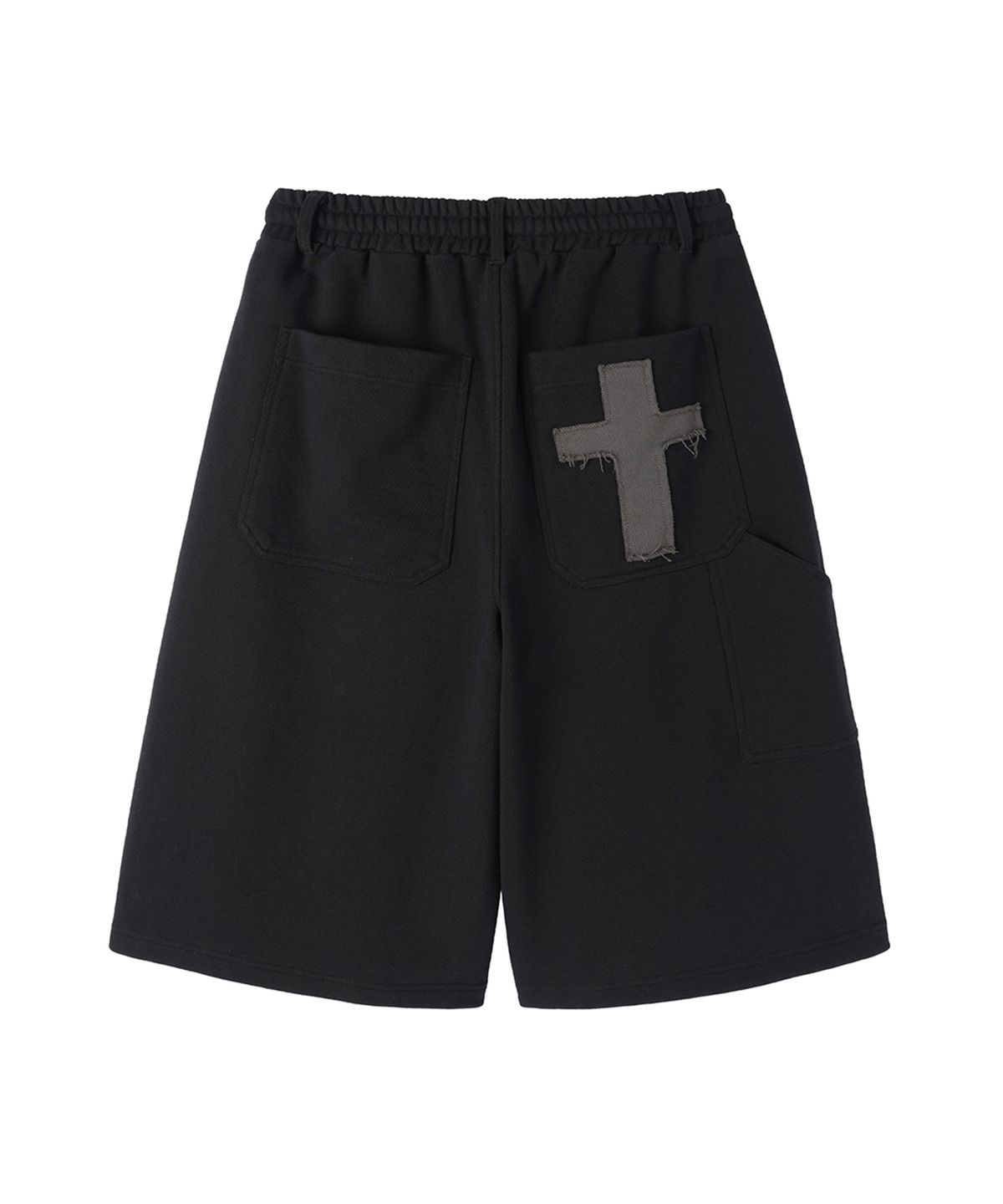 오픈야드(오와이)(OPENYARD(OY)) CROSS PATCH SWEAT SHORTS - BLACK