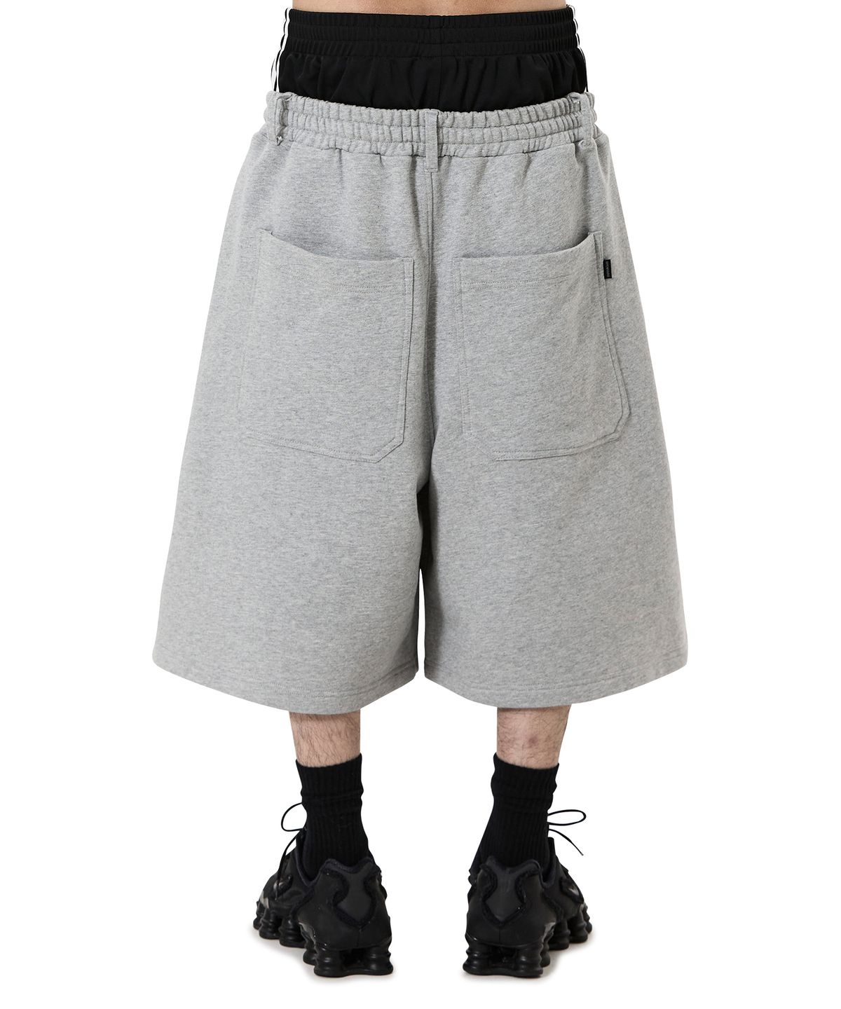 오픈야드(오와이)(OPENYARD(OY)) LAYERED WAIST SWEAT SHORTS - MELANGE