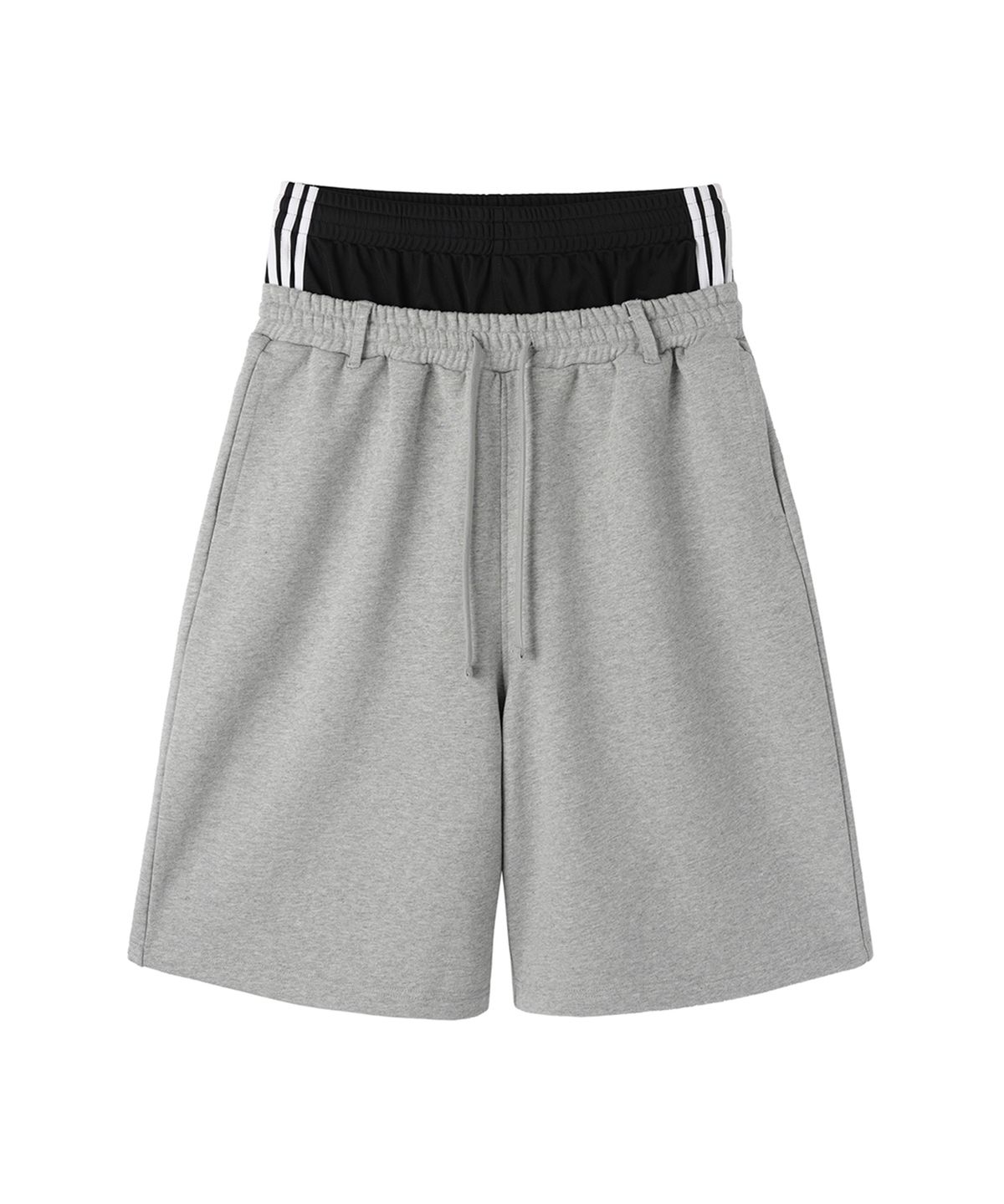 오픈야드(오와이)(OPENYARD(OY)) LAYERED WAIST SWEAT SHORTS - MELANGE
