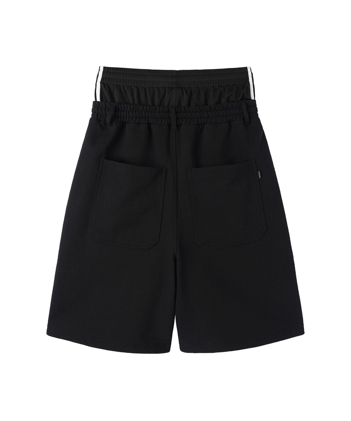 오픈야드(오와이)(OPENYARD(OY)) LAYERED WAIST SWEAT SHORTS - BLACK
