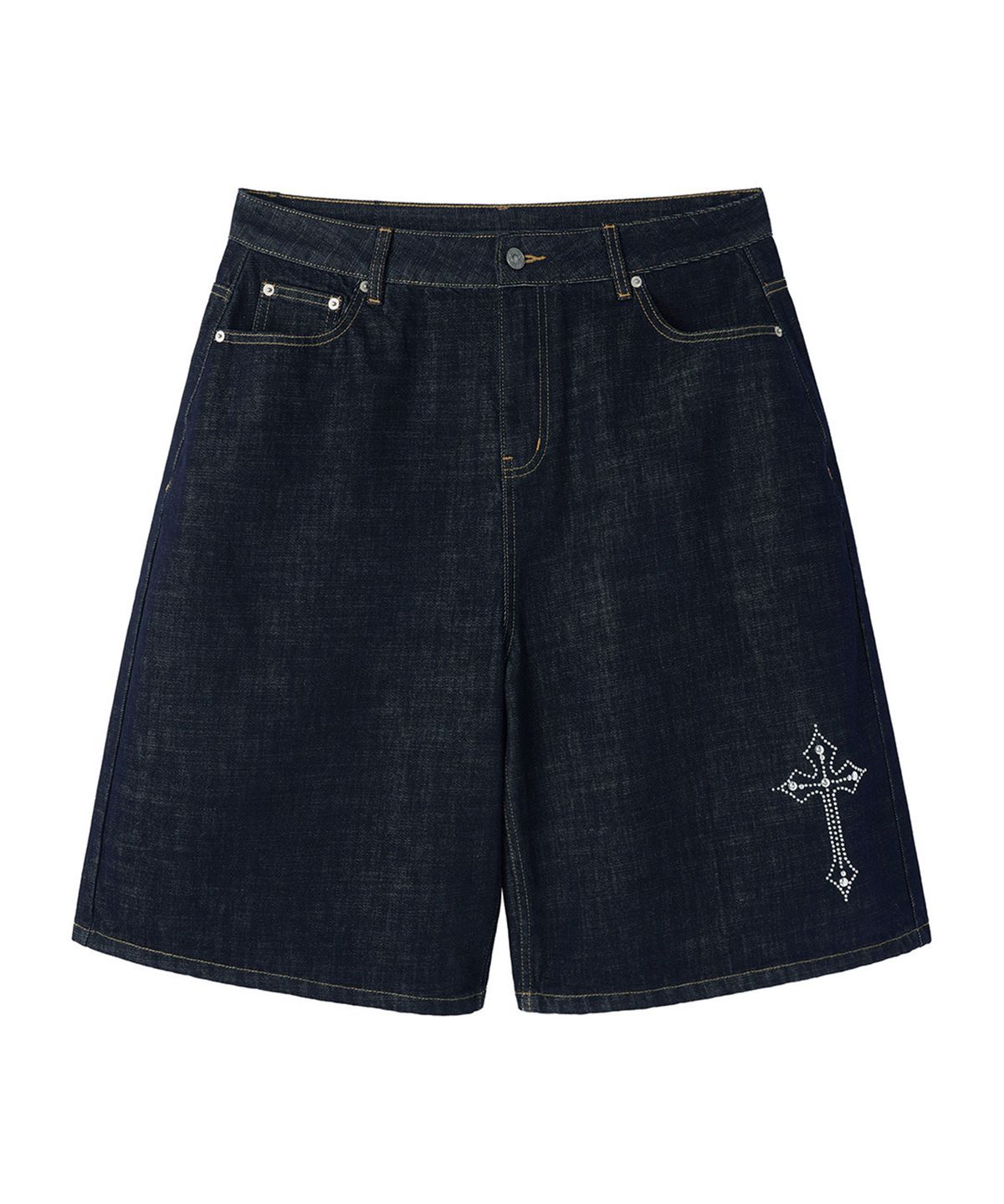 오픈야드(오와이)(OPENYARD(OY)) STUD CROSS WIDE SHORTS - INDIGO