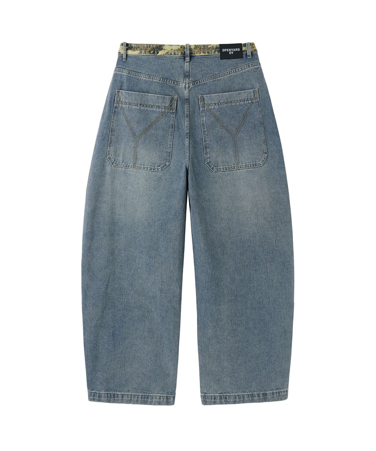 오픈야드(오와이)(OPENYARD(OY)) DENIM CAMO WIDE VOLUME PANTS - DEEP BLUE