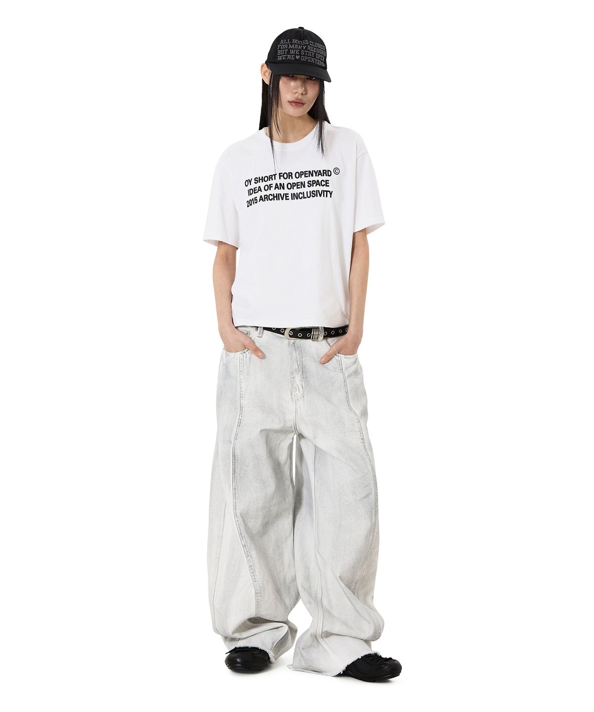 오픈야드(오와이)(OPENYARD(OY)) ARCHIVE TEXT CROP TEE - WHITE