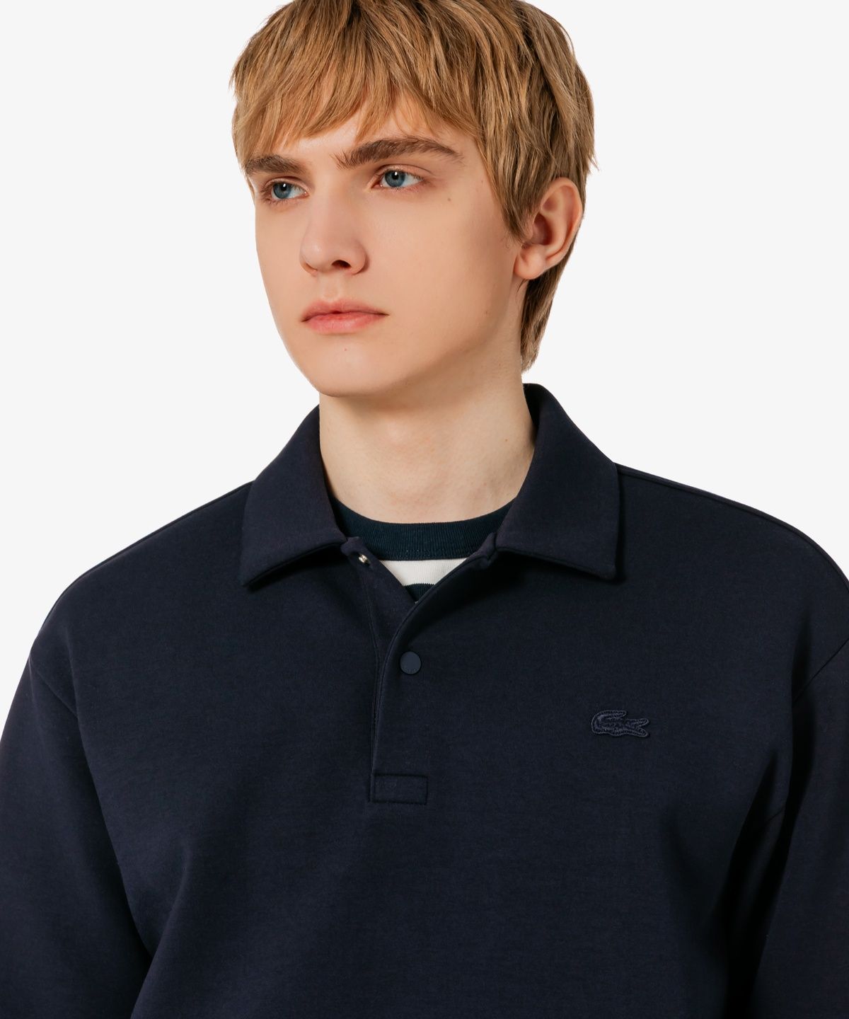 라코스테(LACOSTE) 남성 더블페이스 스냅 폴로형 스웻셔츠 SH423E-56G 166