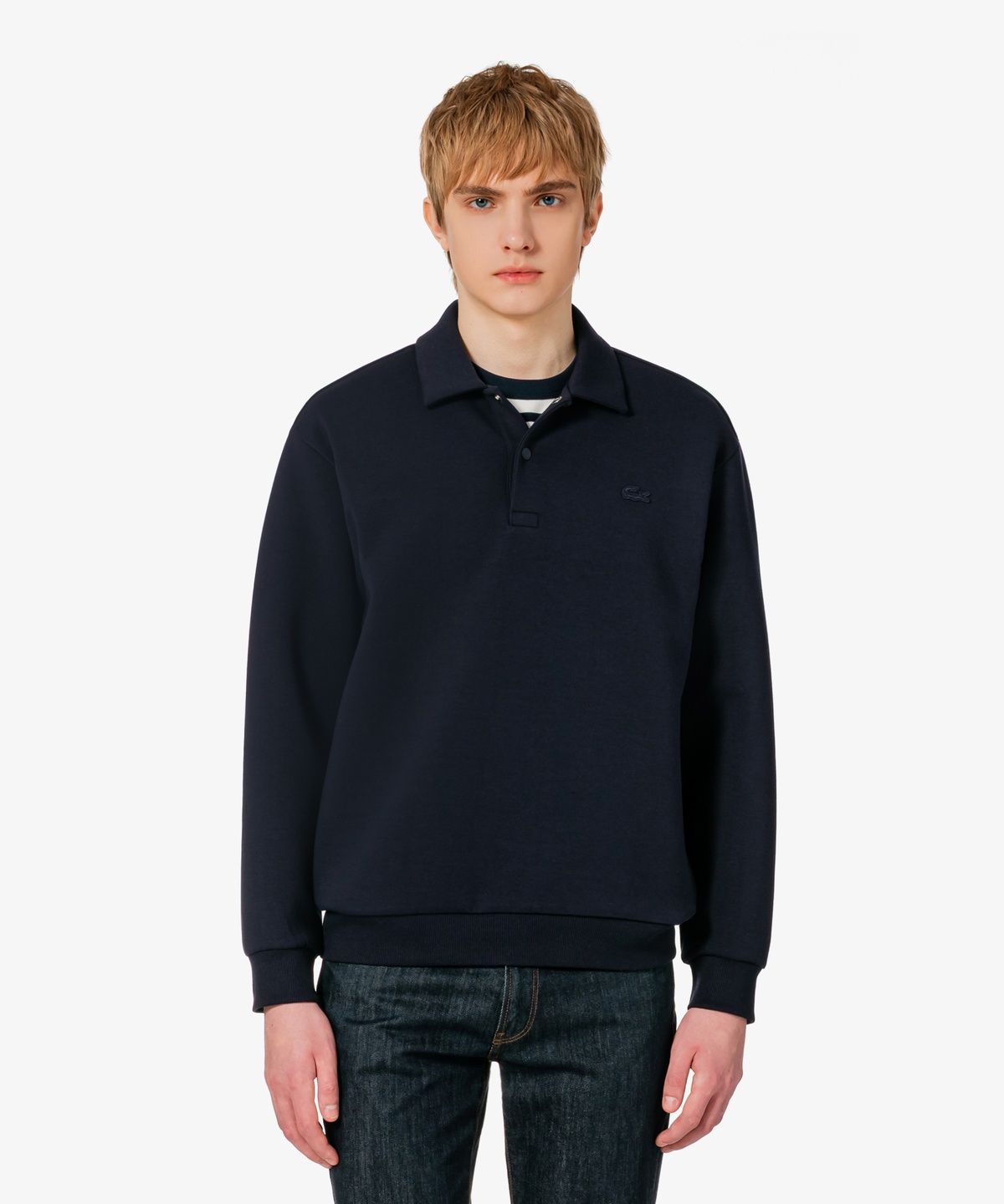 라코스테(LACOSTE) 남성 더블페이스 스냅 폴로형 스웻셔츠 SH423E-56G 166