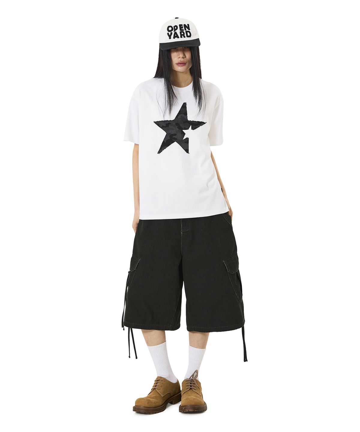 오픈야드(오와이)(OPENYARD(OY)) CAMO STAR PATCH TEE - WHITE