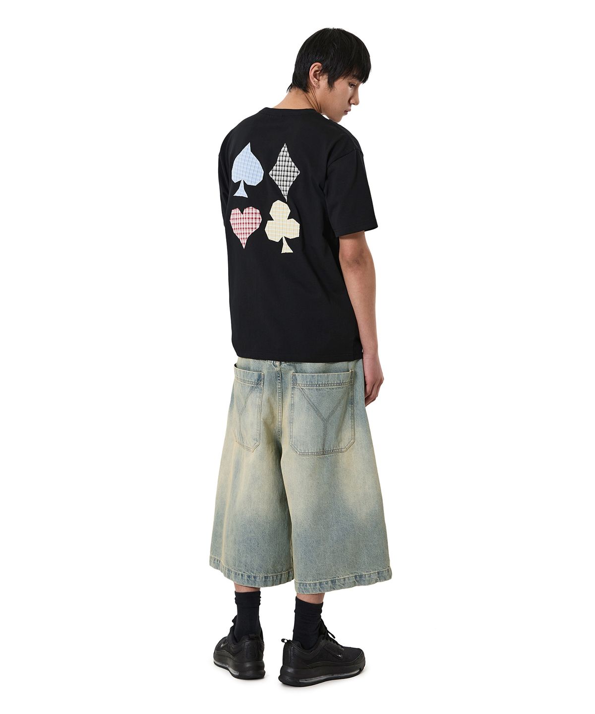 오픈야드(오와이)(OPENYARD(OY)) CHECK TRUMP PATCH TEE - BLACK