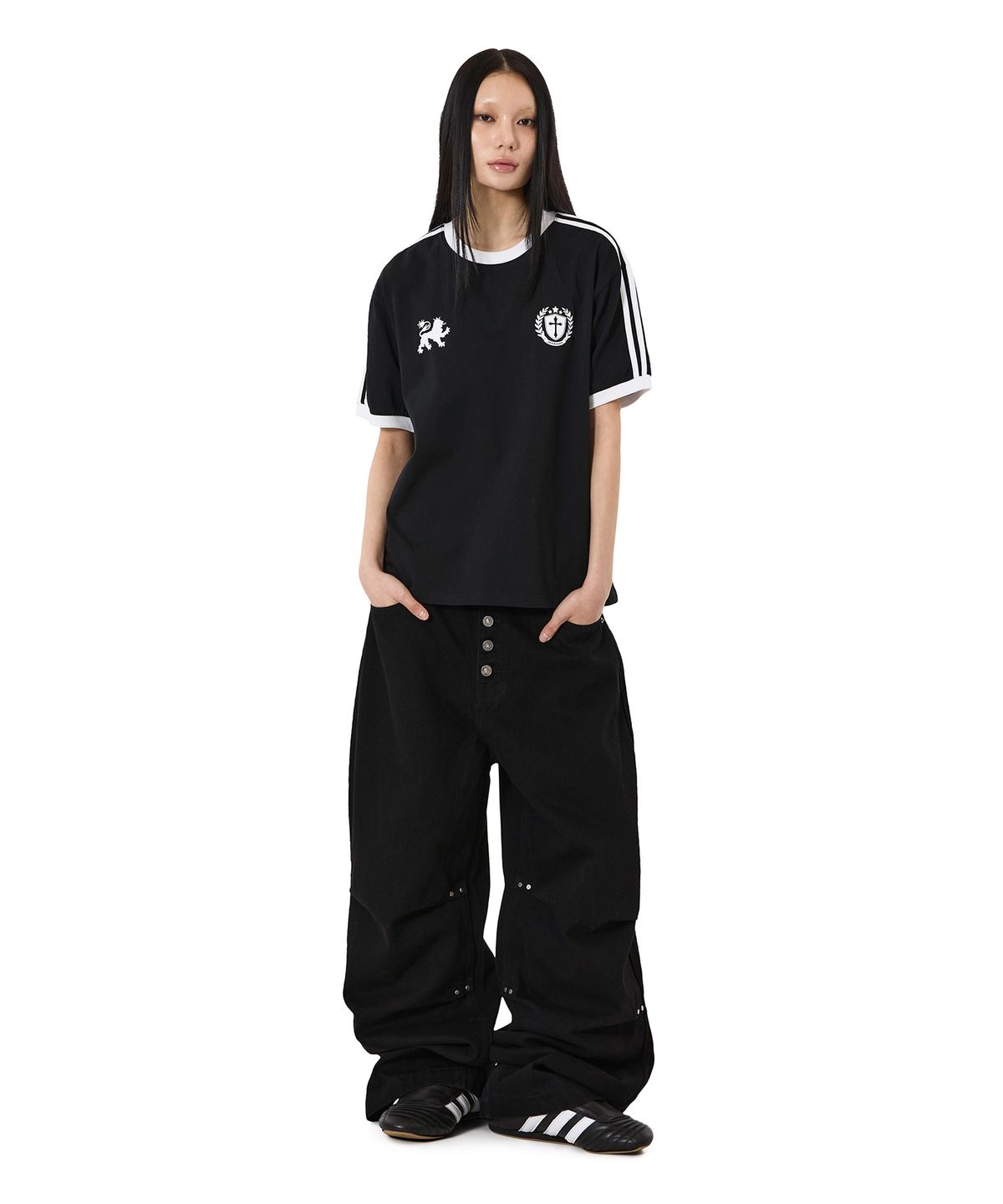 오픈야드(오와이)(OPENYARD(OY)) ATHLETIC 88 RINGER TEE - BLACK