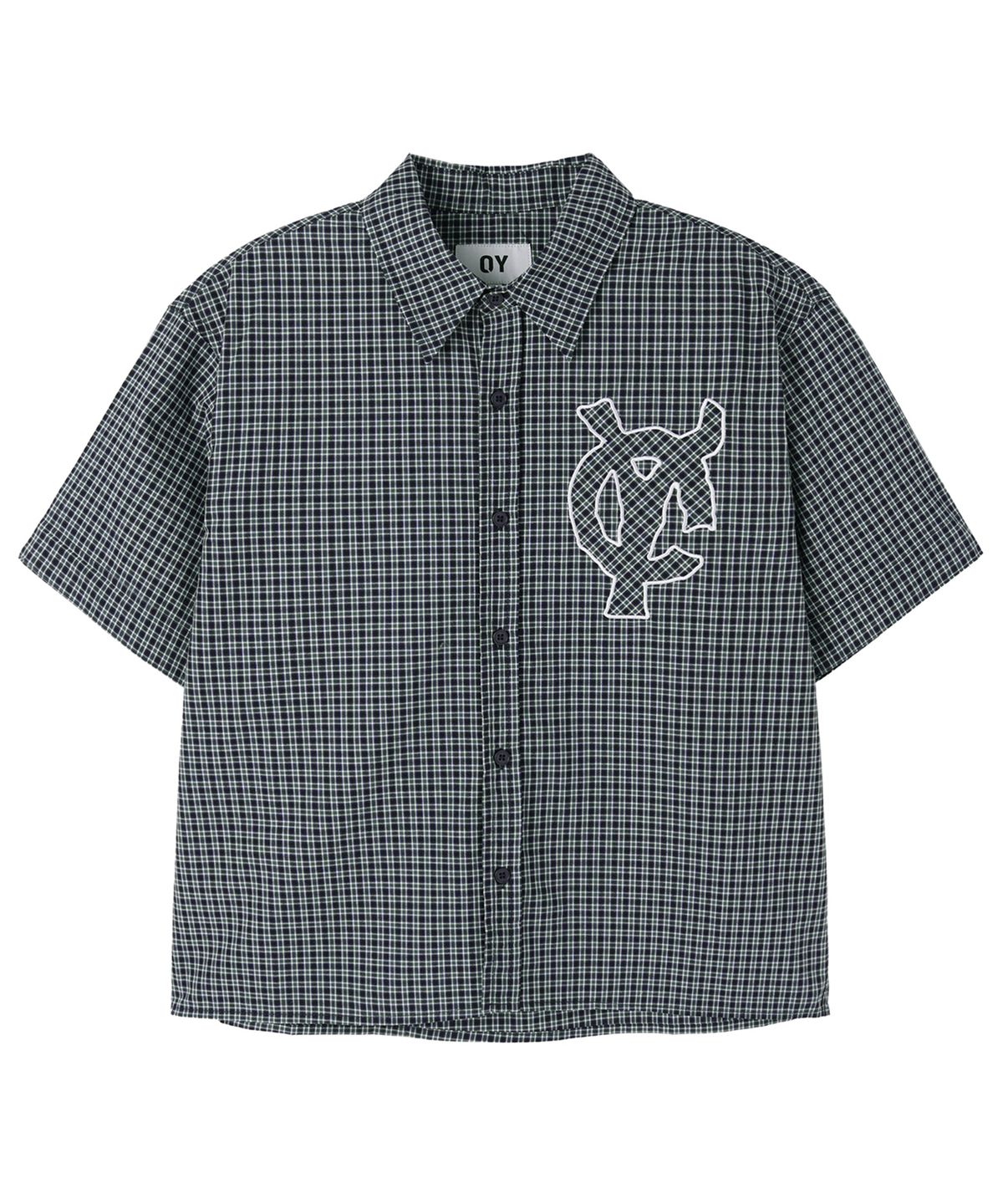 오픈야드(오와이)(OPENYARD(OY)) STAMPED CHECK LOGO S/S SHIRT - NAVY