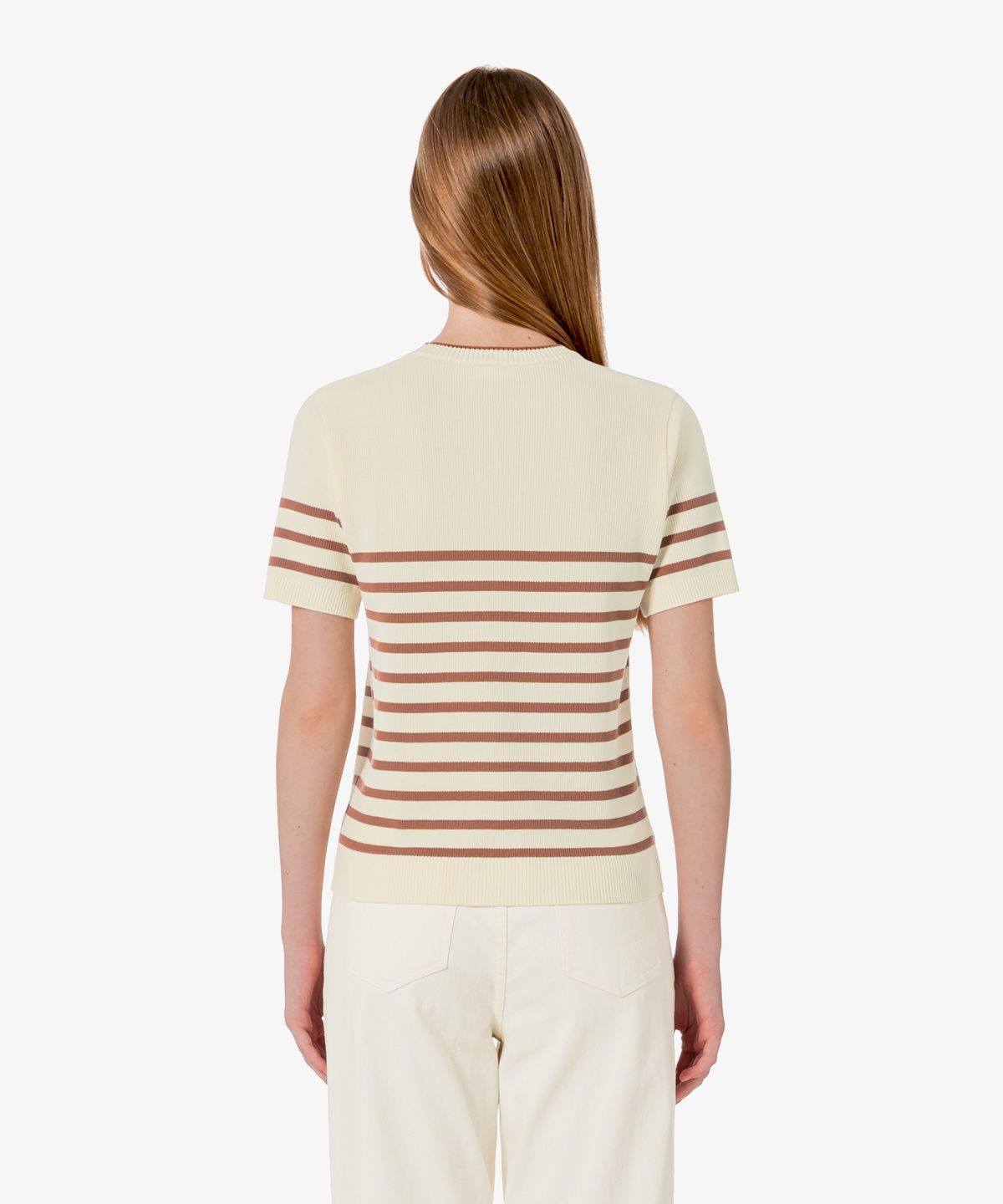 라코스테(LACOSTE) 여성 스트라이프 반팔 스웨터 AF415E-56G 056