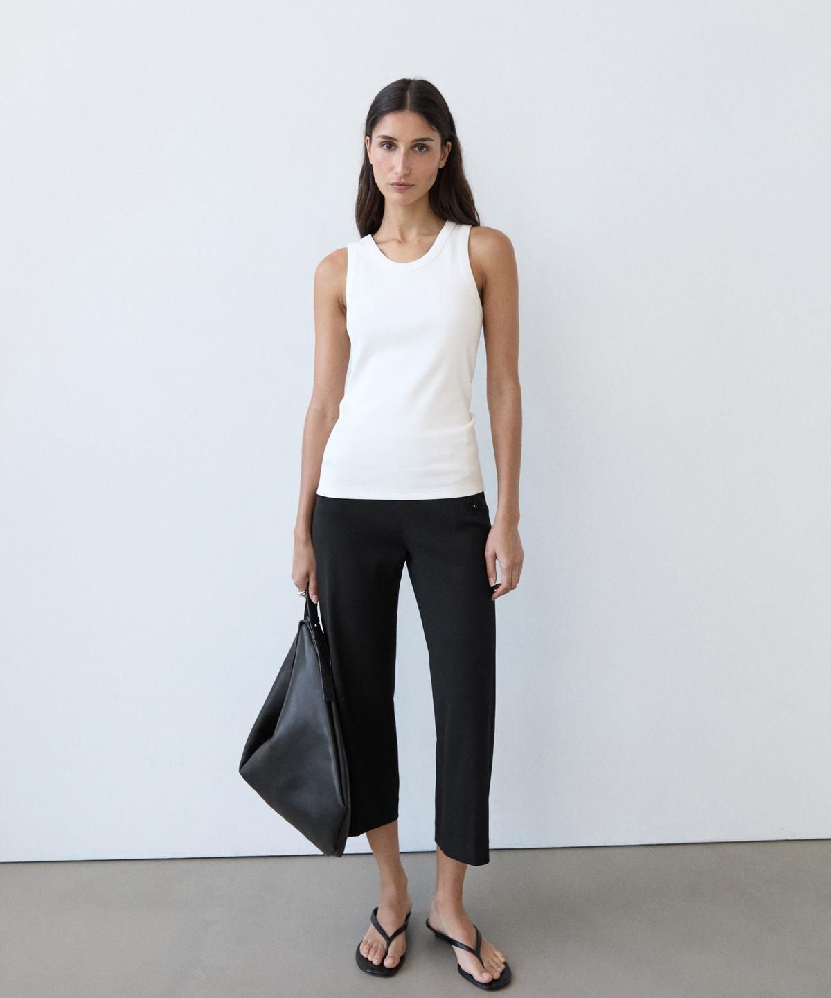 마시모두띠(MASSIMO DUTTI) 코튼 블렌드 홀터넥 티셔츠