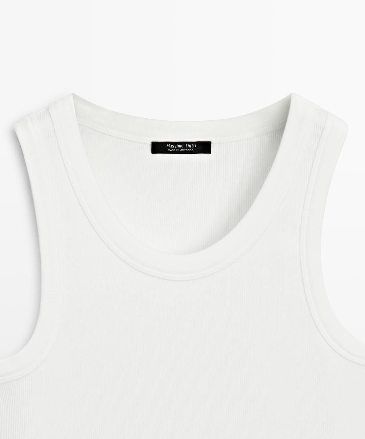 마시모두띠(MASSIMO DUTTI) 코튼 블렌드 홀터넥 티셔츠