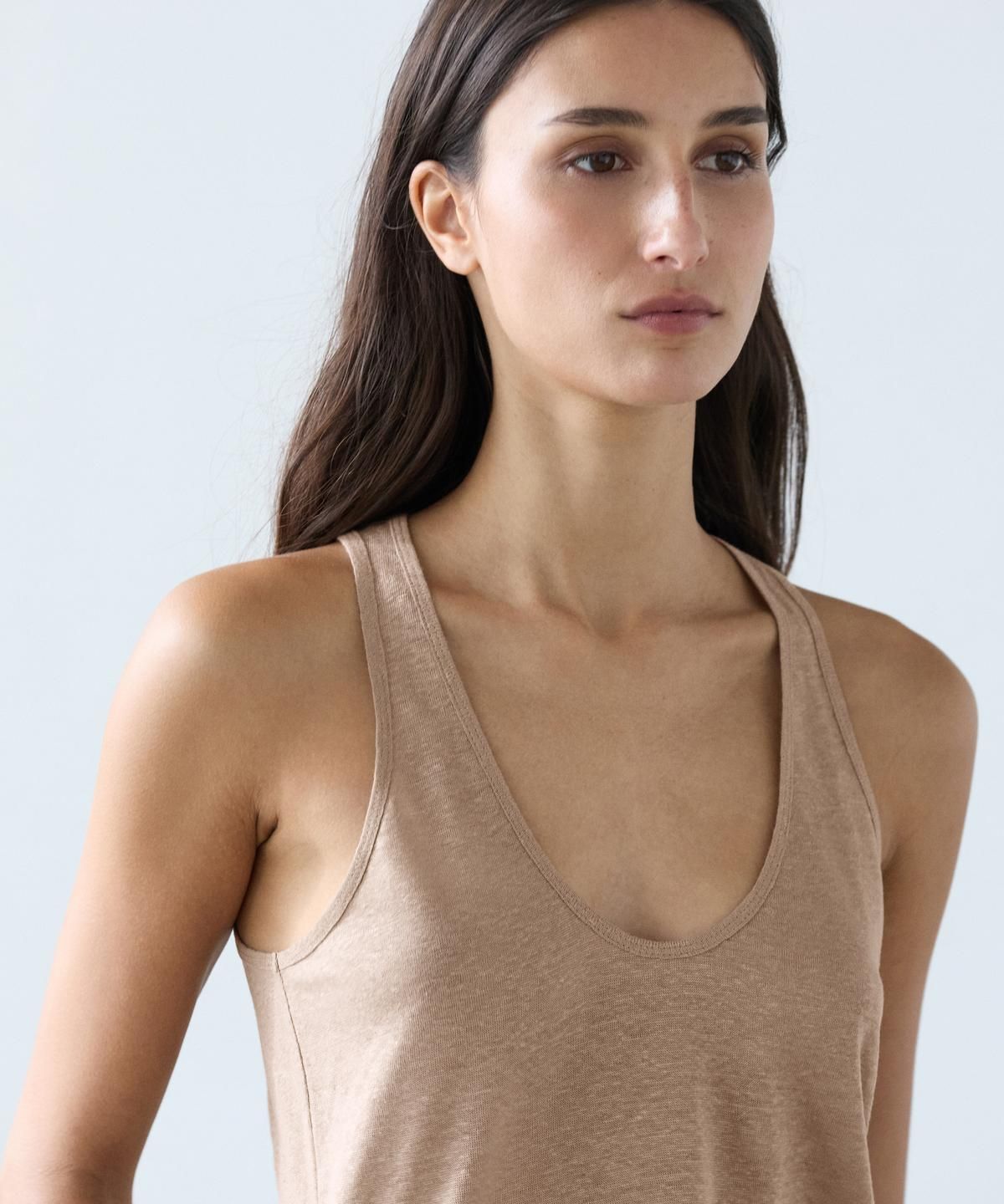 마시모두띠(MASSIMO DUTTI) 100% 린넨 스트랩 탑