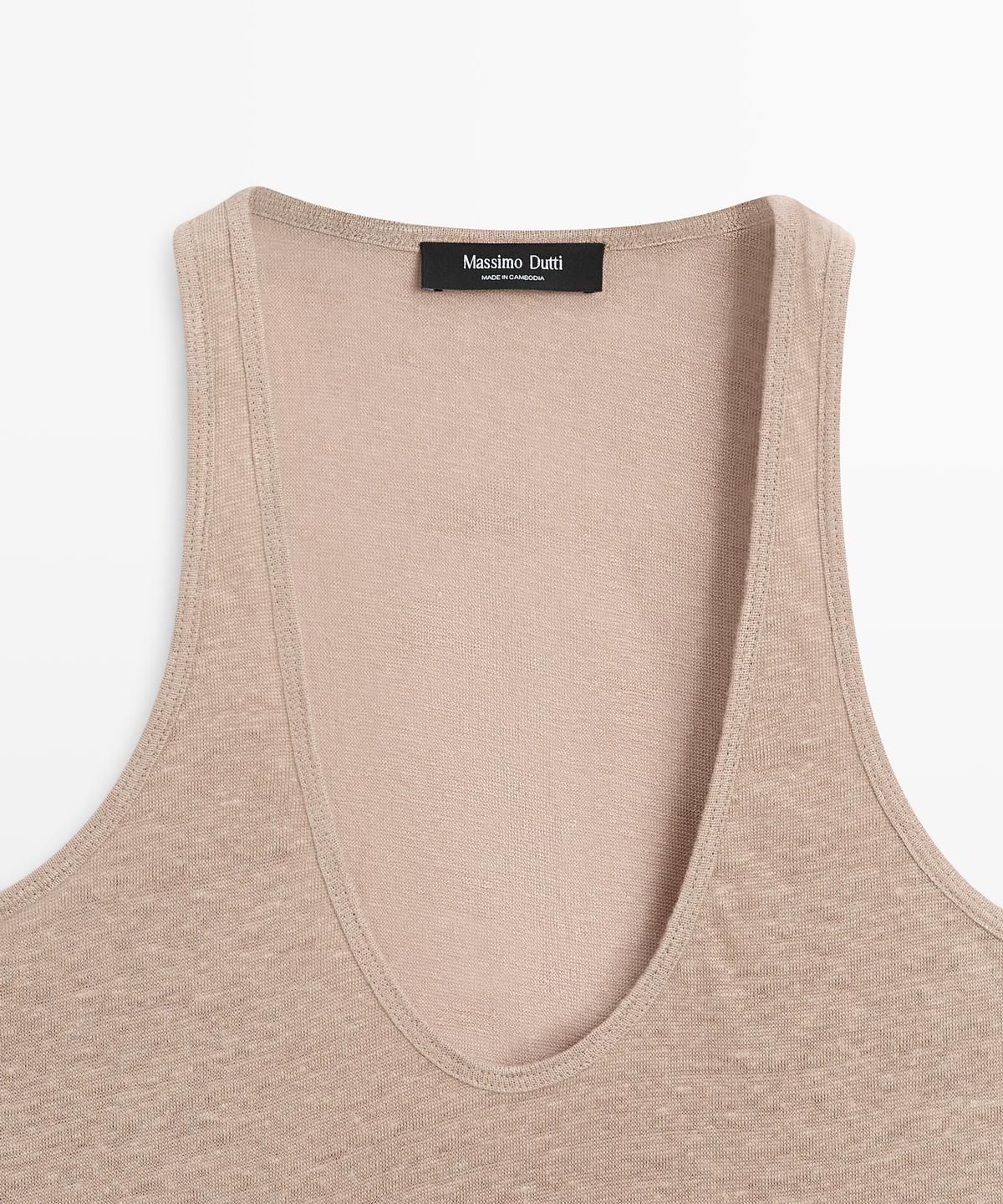 마시모두띠(MASSIMO DUTTI) 100% 린넨 스트랩 탑
