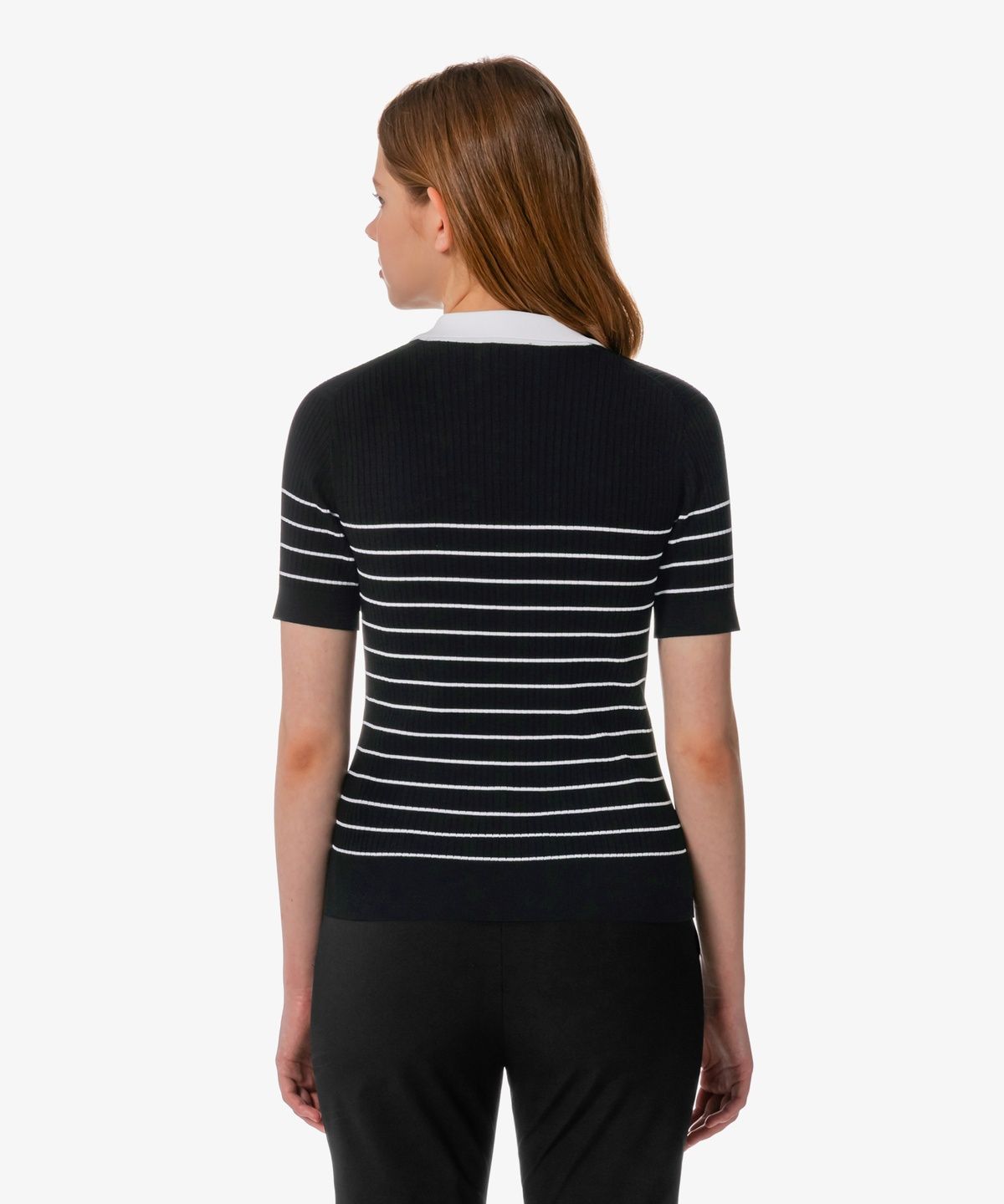라코스테(LACOSTE) 여성 조직감 스트라이프 폴로 스웨터 AF230E-56G 031