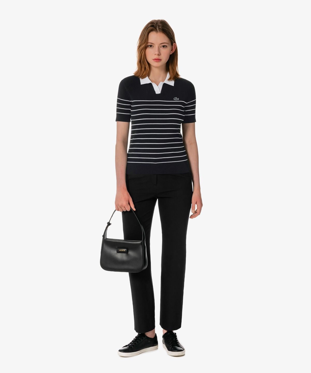 라코스테(LACOSTE) 여성 조직감 스트라이프 폴로 스웨터 AF230E-56G 031
