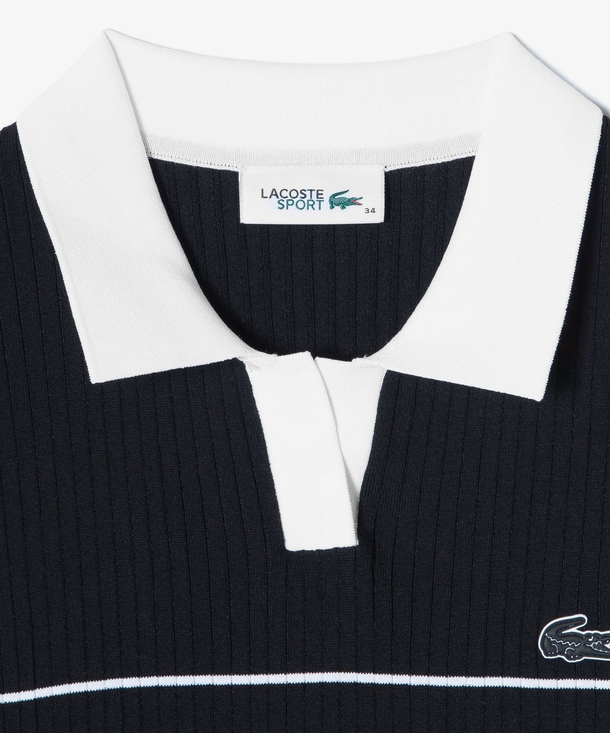 라코스테(LACOSTE) 여성 조직감 스트라이프 폴로 스웨터 AF230E-56G 031