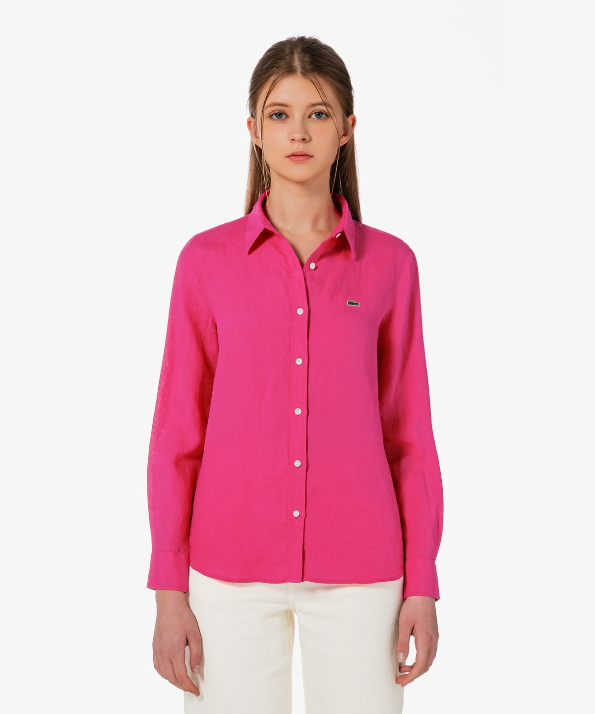 라코스테(LACOSTE) 여성 레귤러핏 린넨 셔츠 CF005E-56G GLH