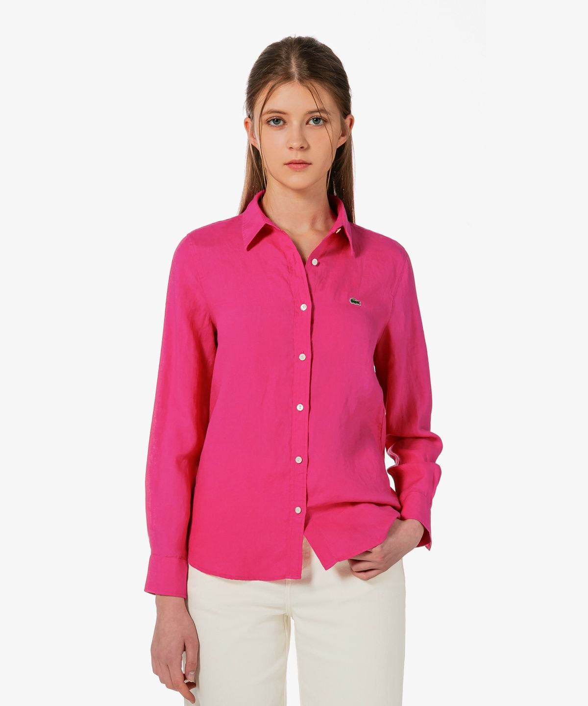 라코스테(LACOSTE) 여성 레귤러핏 린넨 셔츠 CF005E-56G GLH