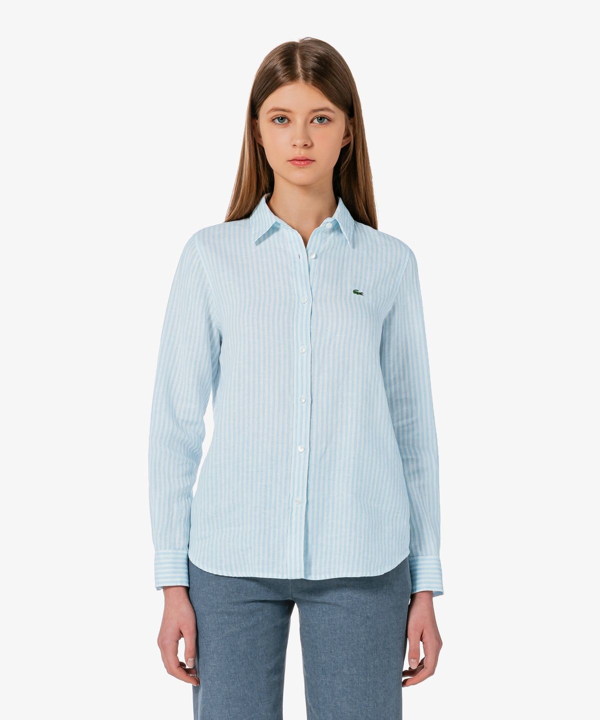 라코스테(LACOSTE) 여성 레귤러핏 린넨 셔츠 CF005E-56G HBP