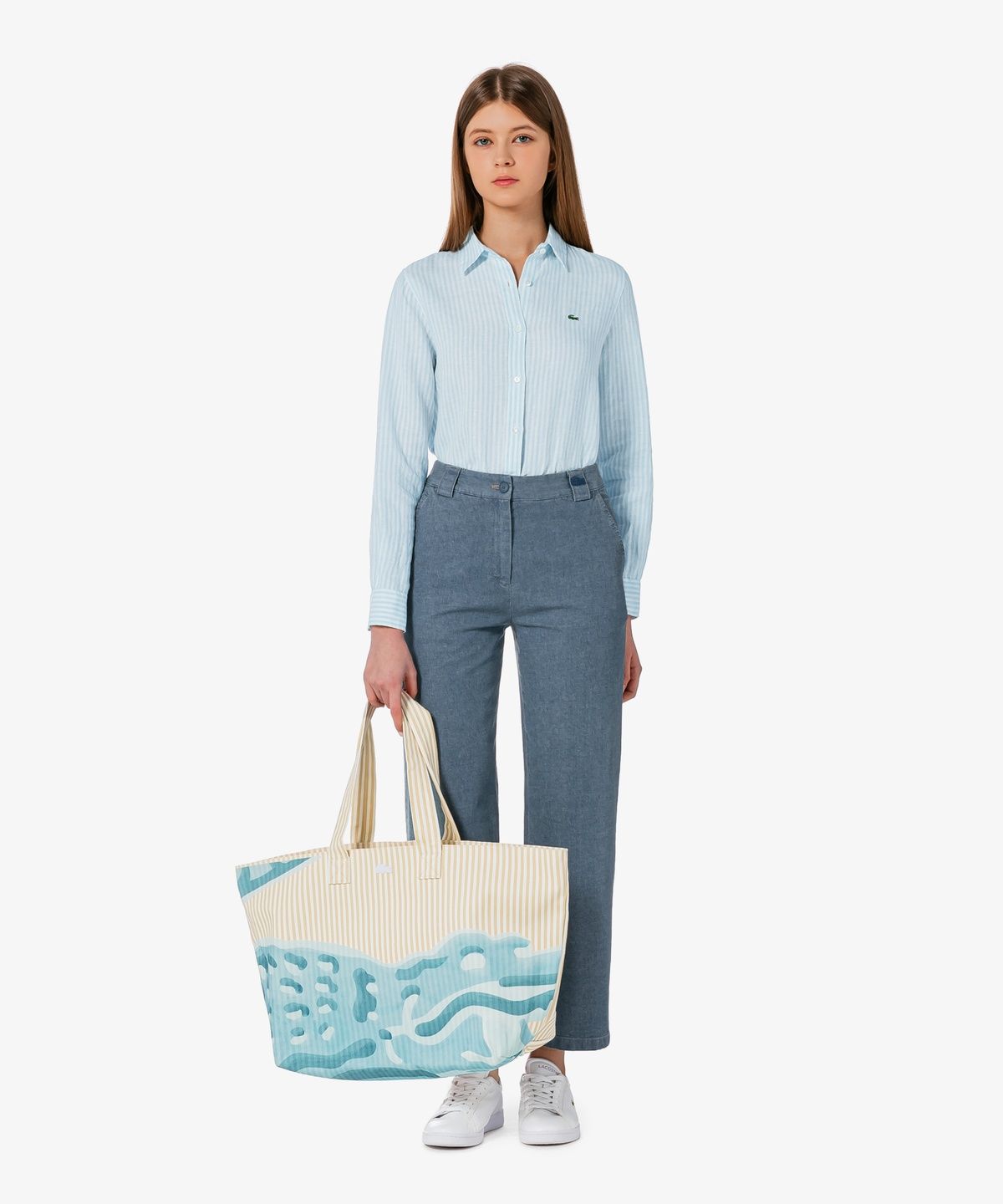 라코스테(LACOSTE) 여성 레귤러핏 린넨 셔츠 CF005E-56G HBP