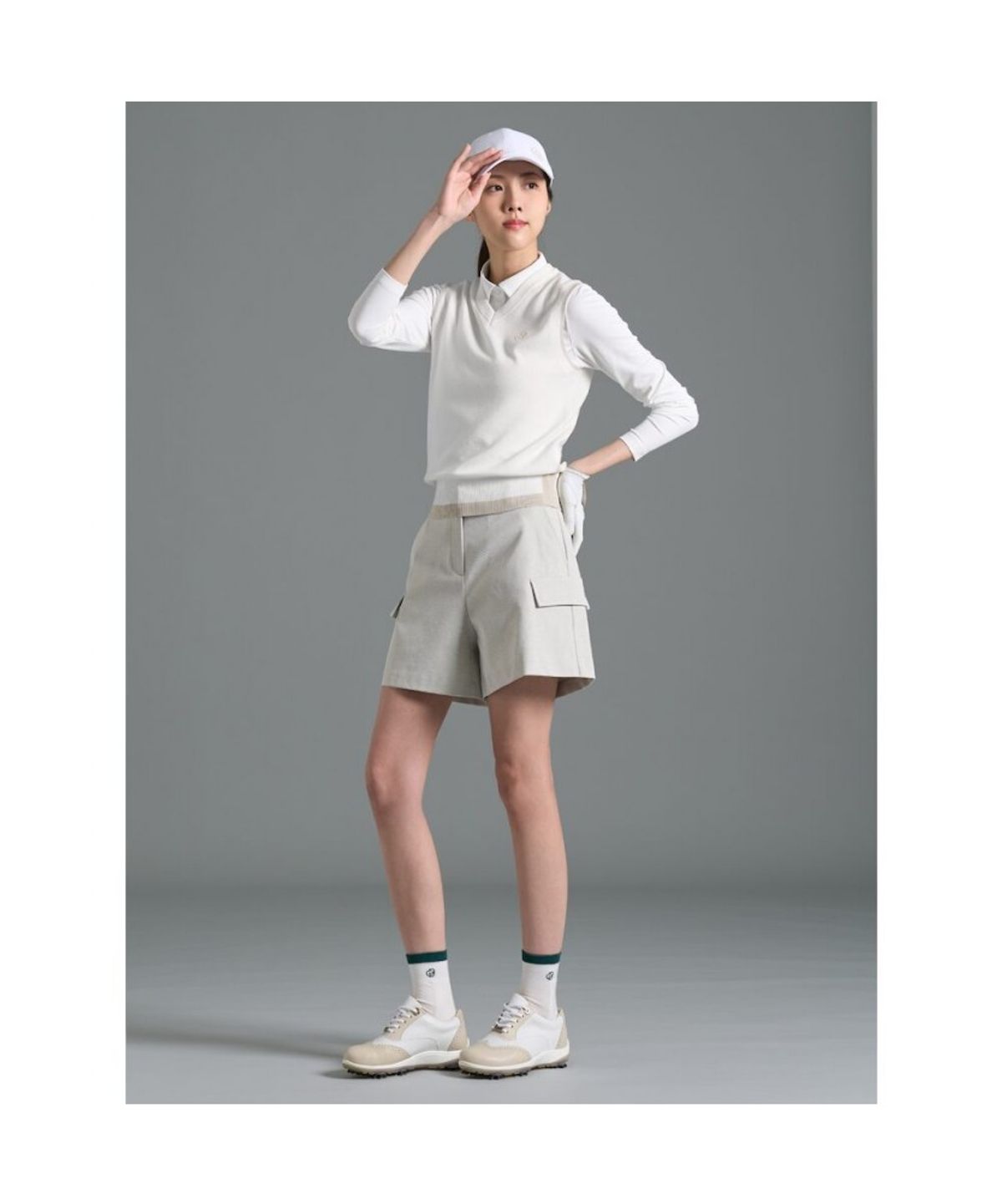 빈폴골프(BEANPOLE GOLF) 여성 브이넥 베스트 - 화이트