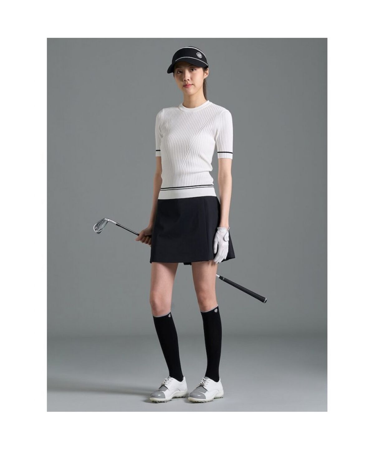 빈폴골프(BEANPOLE GOLF) [B_under] 여성 골지 믹스 반소매 풀오버 - 화이트