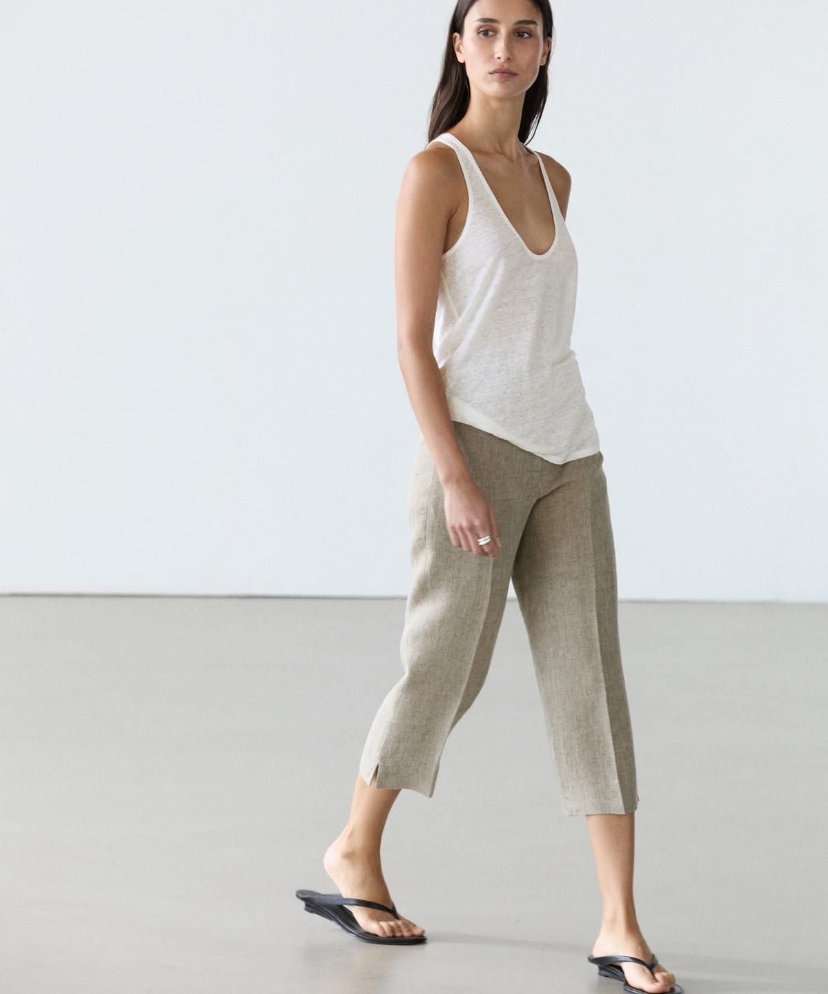마시모두띠(MASSIMO DUTTI) 100% 린넨 스트랩 탑