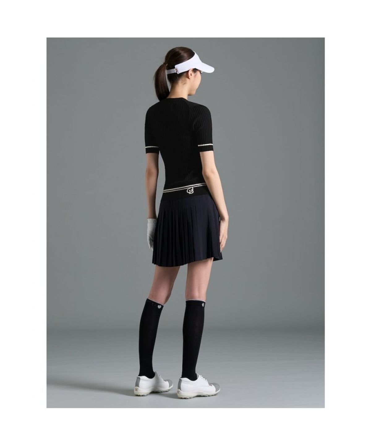 빈폴골프(BEANPOLE GOLF) [B_under] 여성 골지 믹스 반소매 풀오버 - 블랙