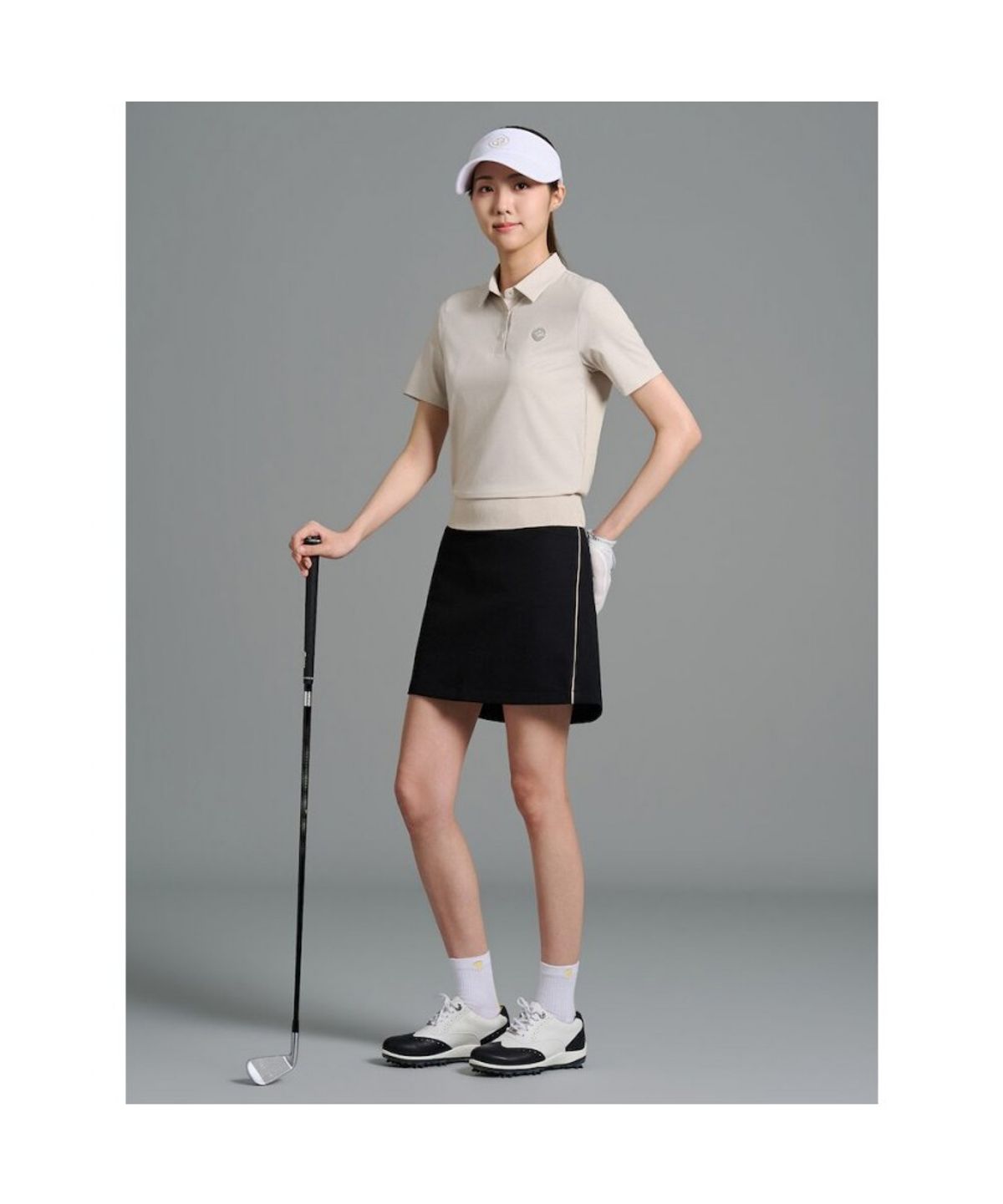 빈폴골프(BEANPOLE GOLF) [B_under] 여성 우븐 믹스 반소매 풀오버 - 베이지